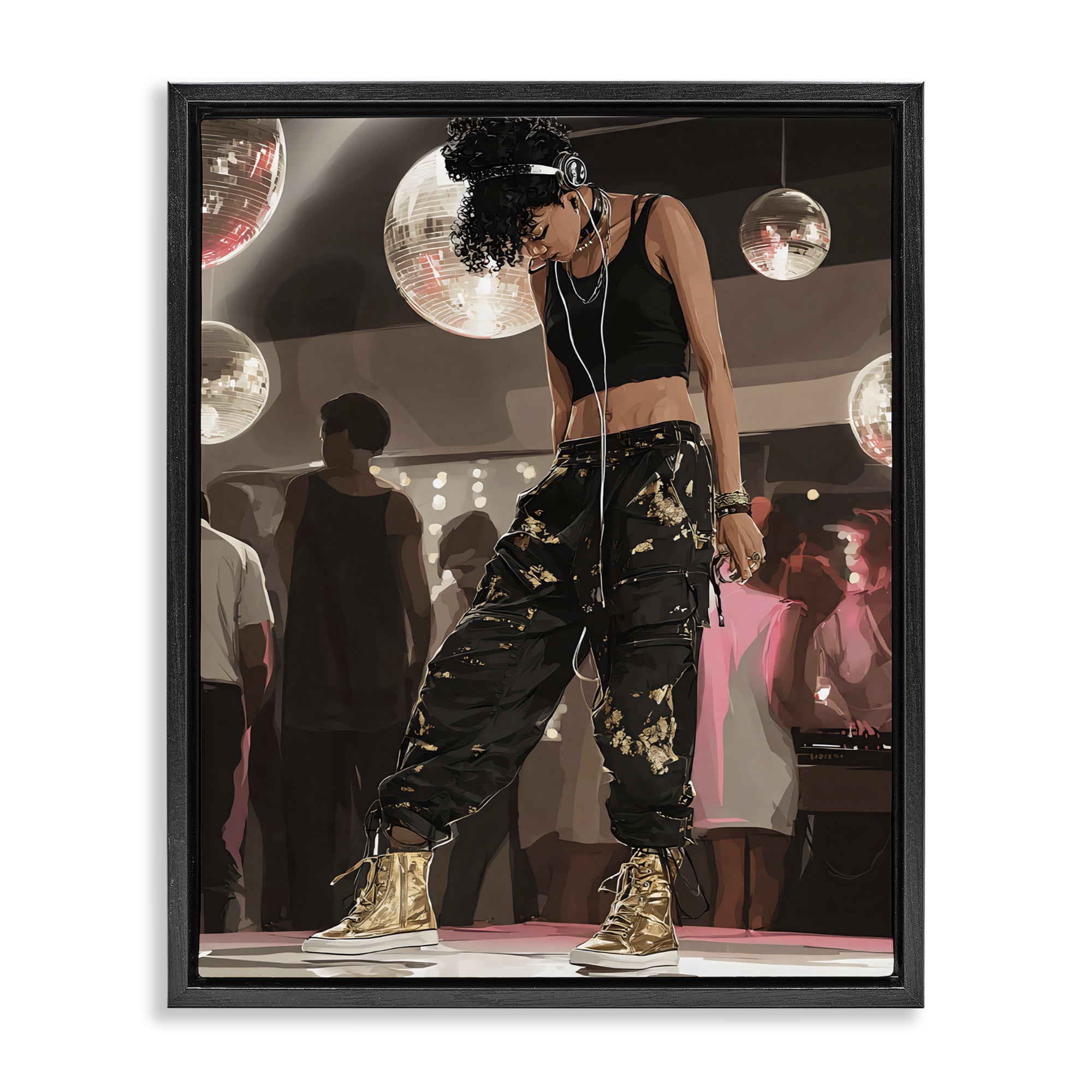 Stupell Industries Silent Disco Lone Dancer Black Framed Floater Canvas Wall Art, design by Franklyn Gregory