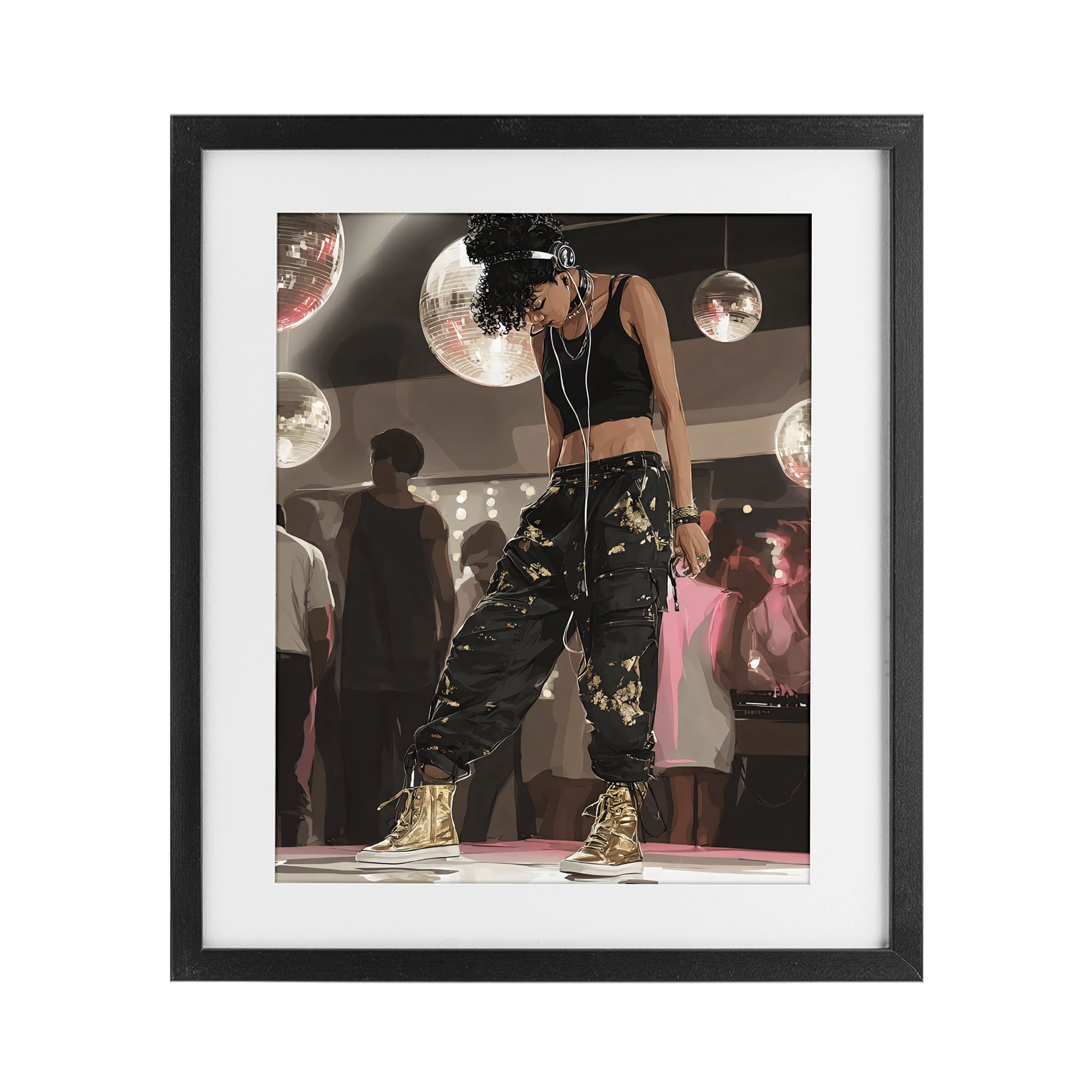 Stupell Industries Silent Disco Lone Dancer Black Framed Print Under Glass, design by Franklyn Gregory