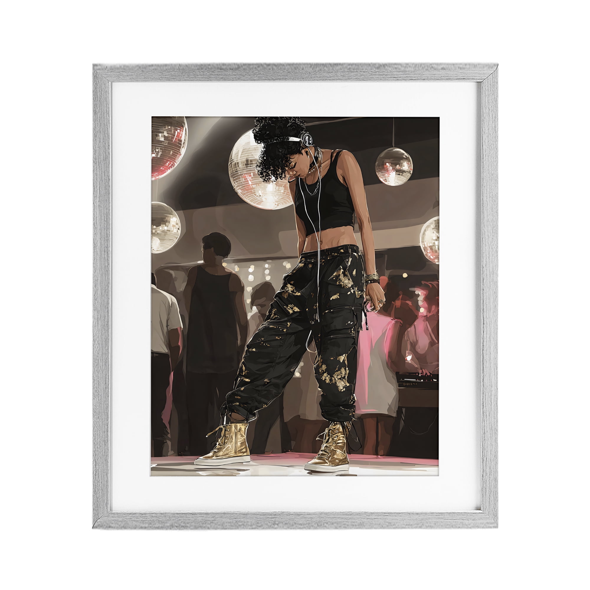 Stupell Industries Silent Disco Lone Dancer Gray Framed Print Under Glass, design by Franklyn Gregory