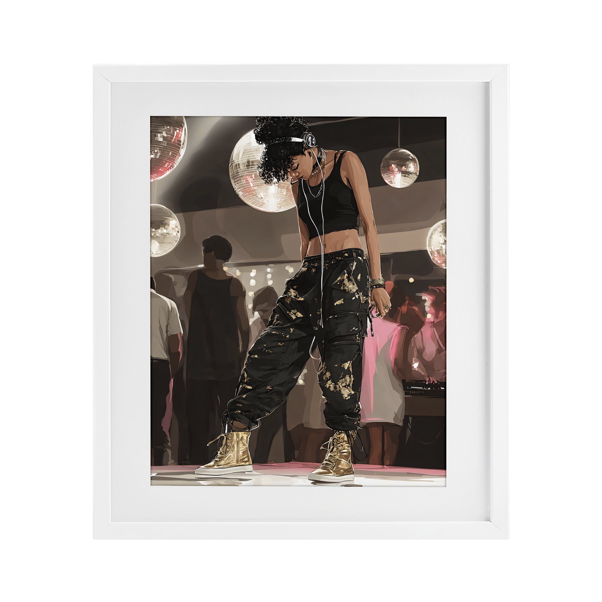 Stupell Industries Silent Disco Lone Dancer White Framed Print Under Glass, design by Franklyn Gregory