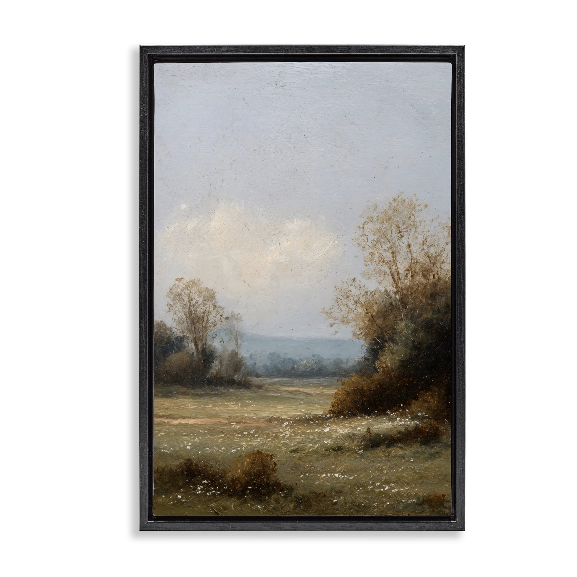 Stupell Industries Silent Little Meadow Black Framed Floater Canvas Wall Art, design by Petal Prints Design