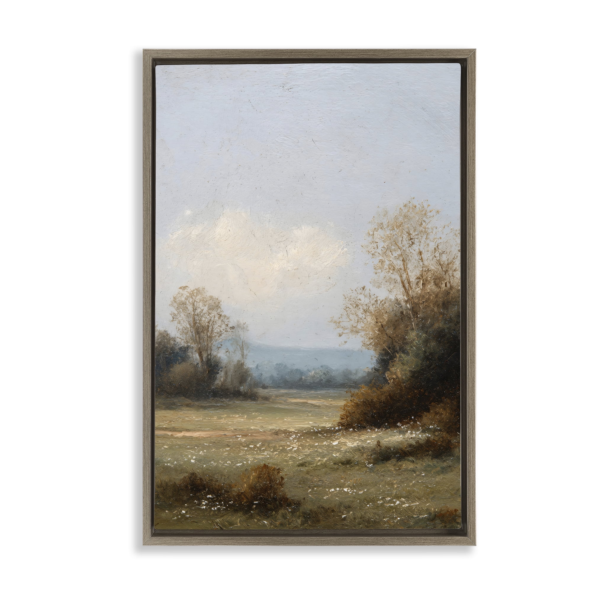 Stupell Industries Silent Little Meadow Brown Framed Floater Canvas Wall Art, design by Petal Prints Design