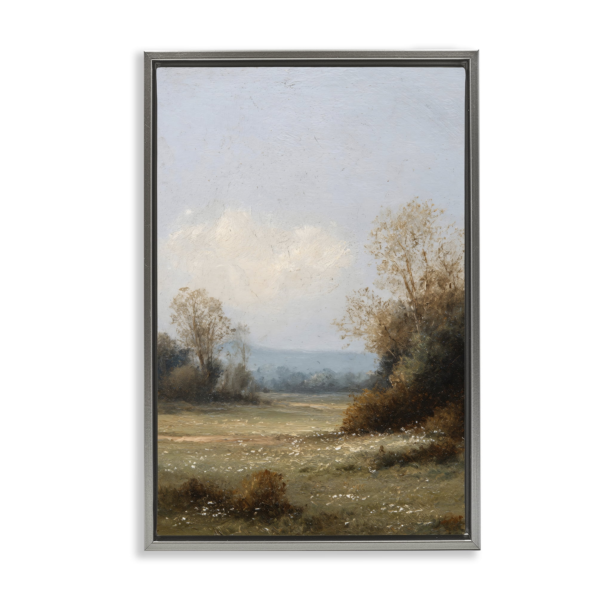 Stupell Industries Silent Little Meadow Gray Framed Floater Canvas Wall Art, design by Petal Prints Design