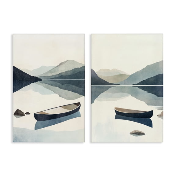 Stupell Industries Silent Mountain Shore 2 Piece Canvas Wall Art Set design by Mona Grace, 30 x 20