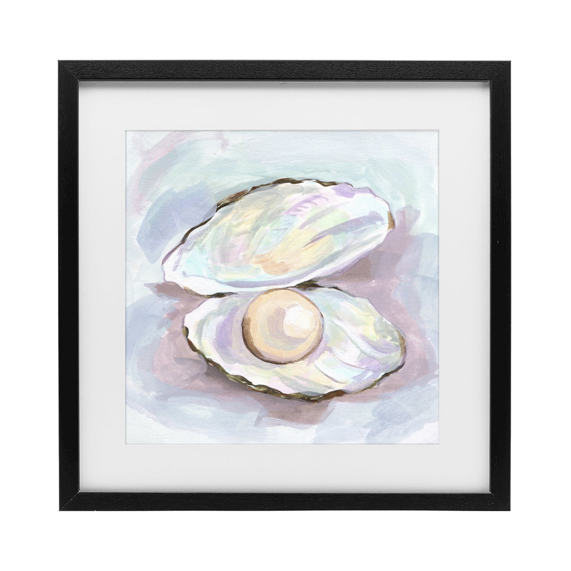 Stupell Industries Silent Opal Clam Pearl Black Framed Print Under Glass, design by Melissa Wang