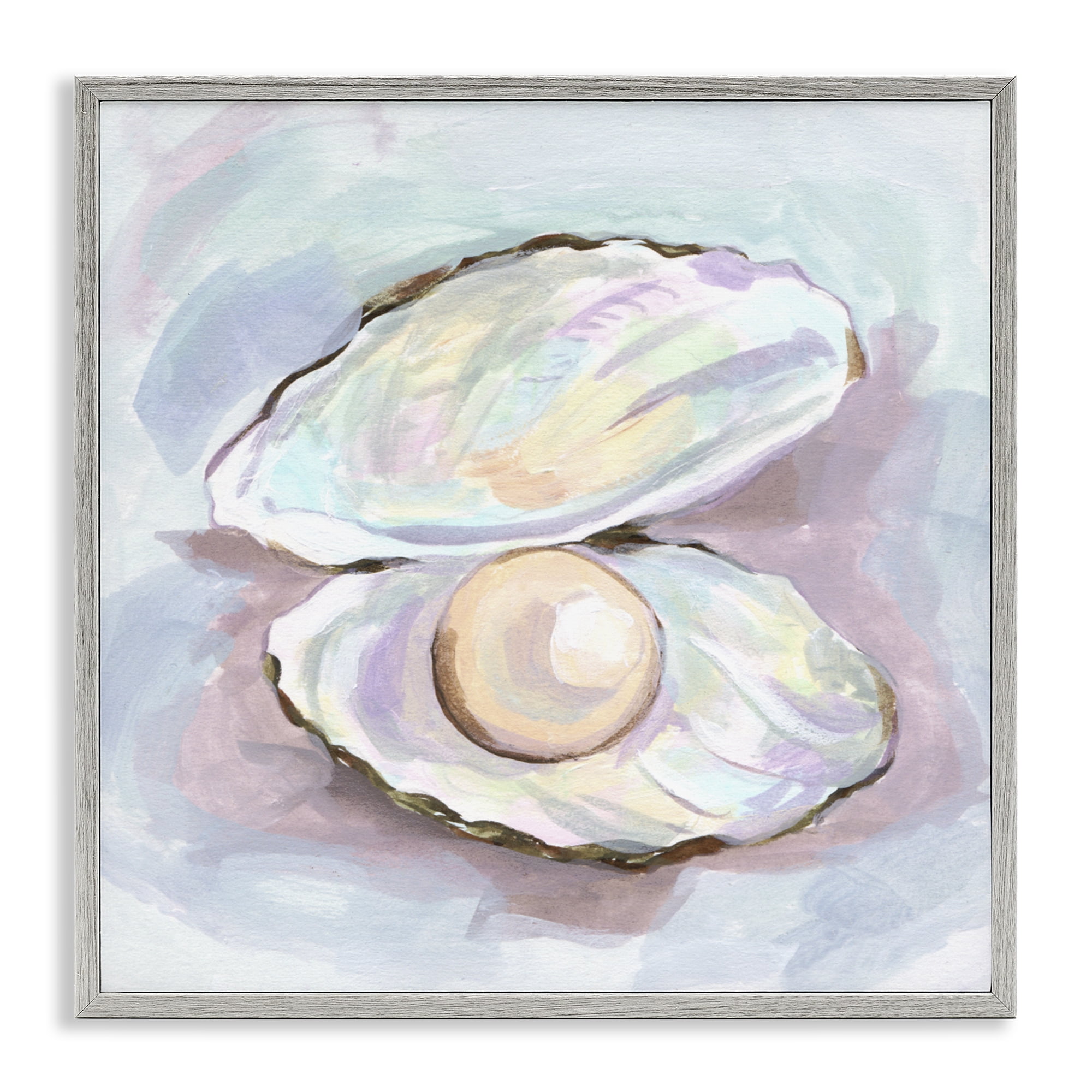 Stupell Industries Silent Opal Clam Pearl Gray Framed Giclee Art, design by Melissa Wang