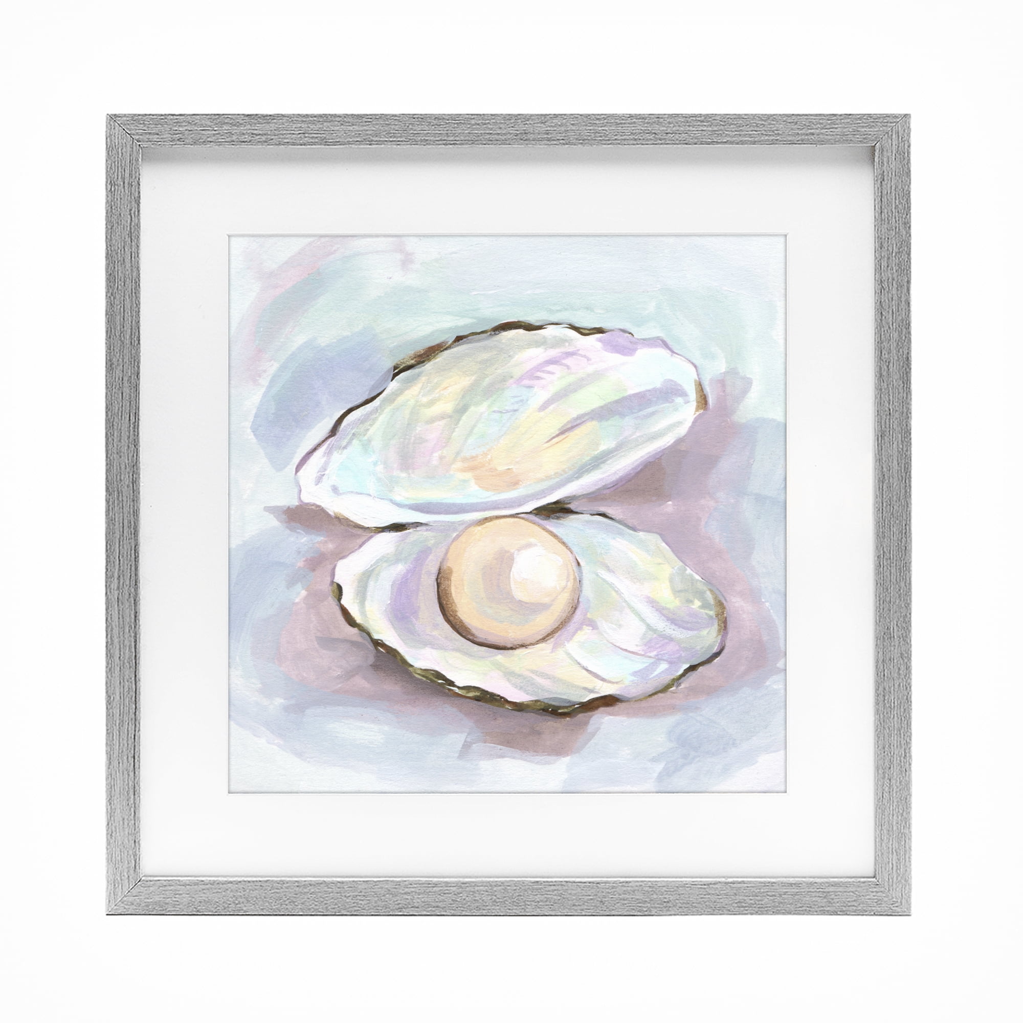 Stupell Industries Silent Opal Clam Pearl Gray Framed Print Under Glass, design by Melissa Wang