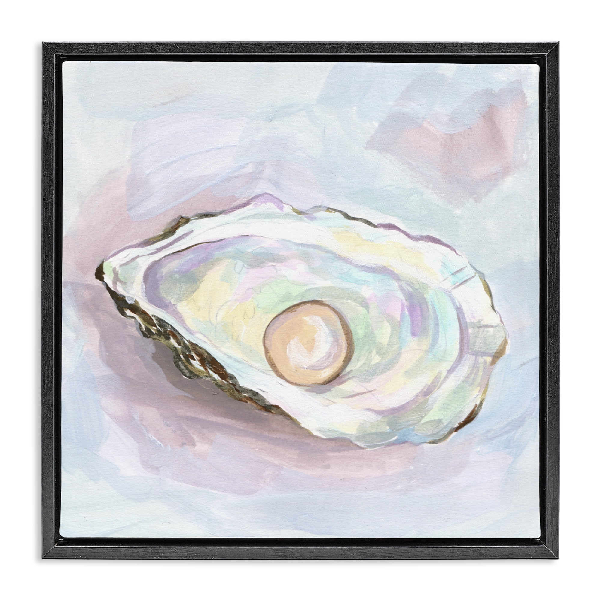Stupell Industries Silent Opal Oyster Black Framed Floater Canvas Wall Art, design by Melissa Wang