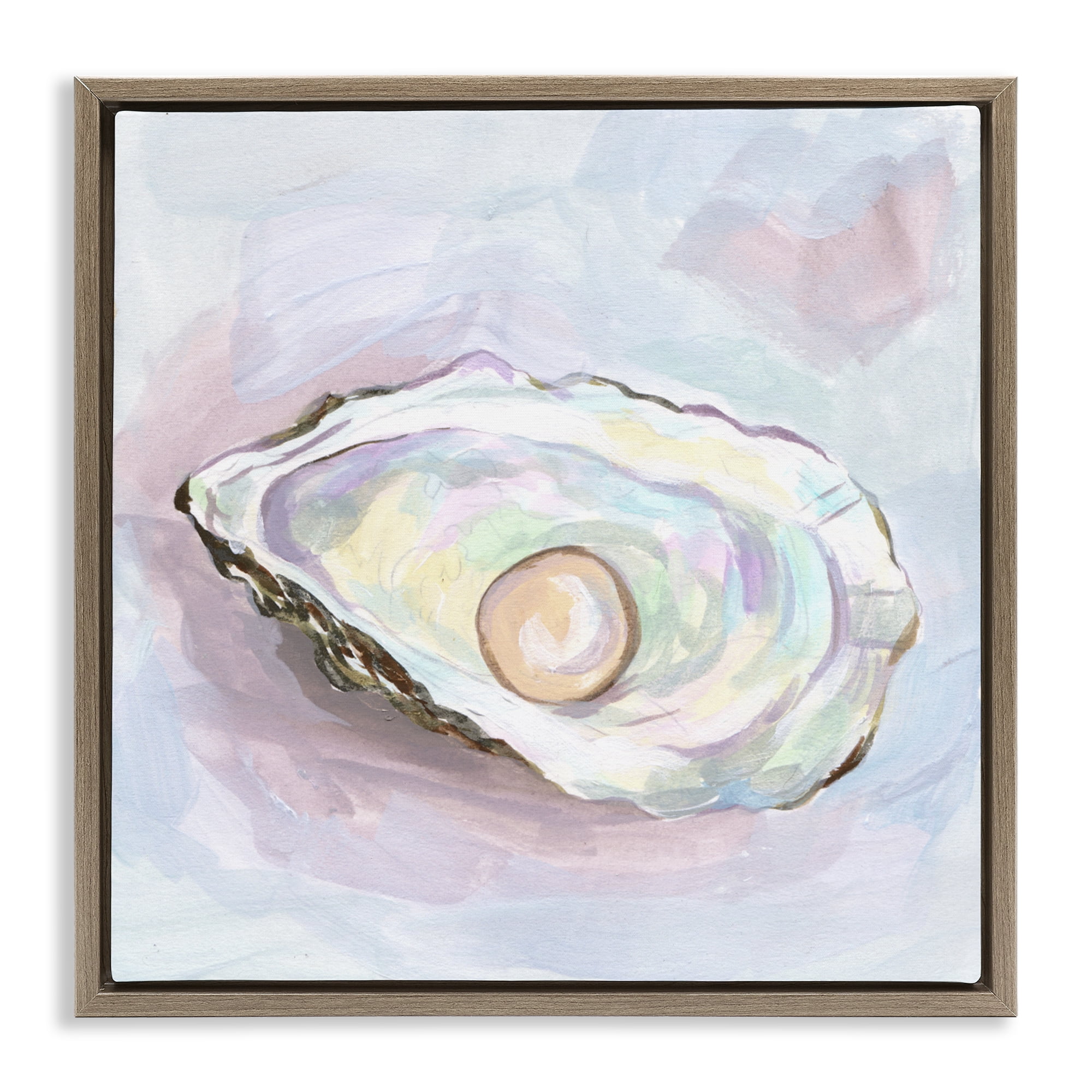 Stupell Industries Silent Opal Oyster Brown Framed Floater Canvas Wall Art, design by Melissa Wang