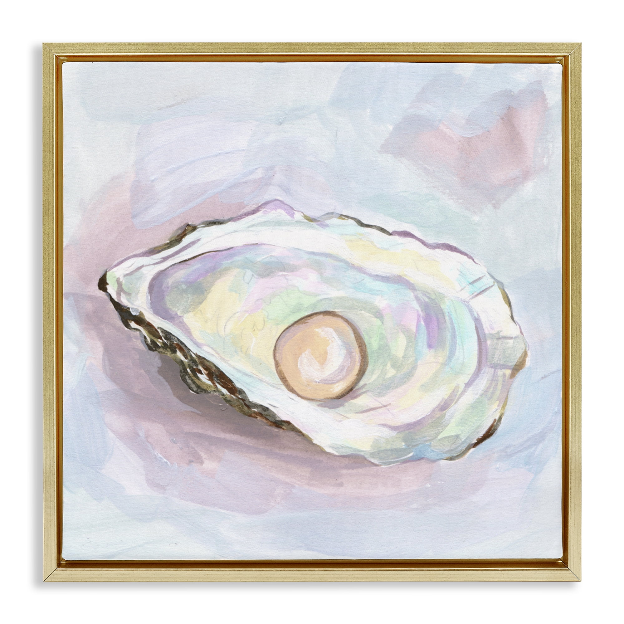 Stupell Industries Silent Opal Oyster Gold Framed Floater Canvas Wall Art, design by Melissa Wang