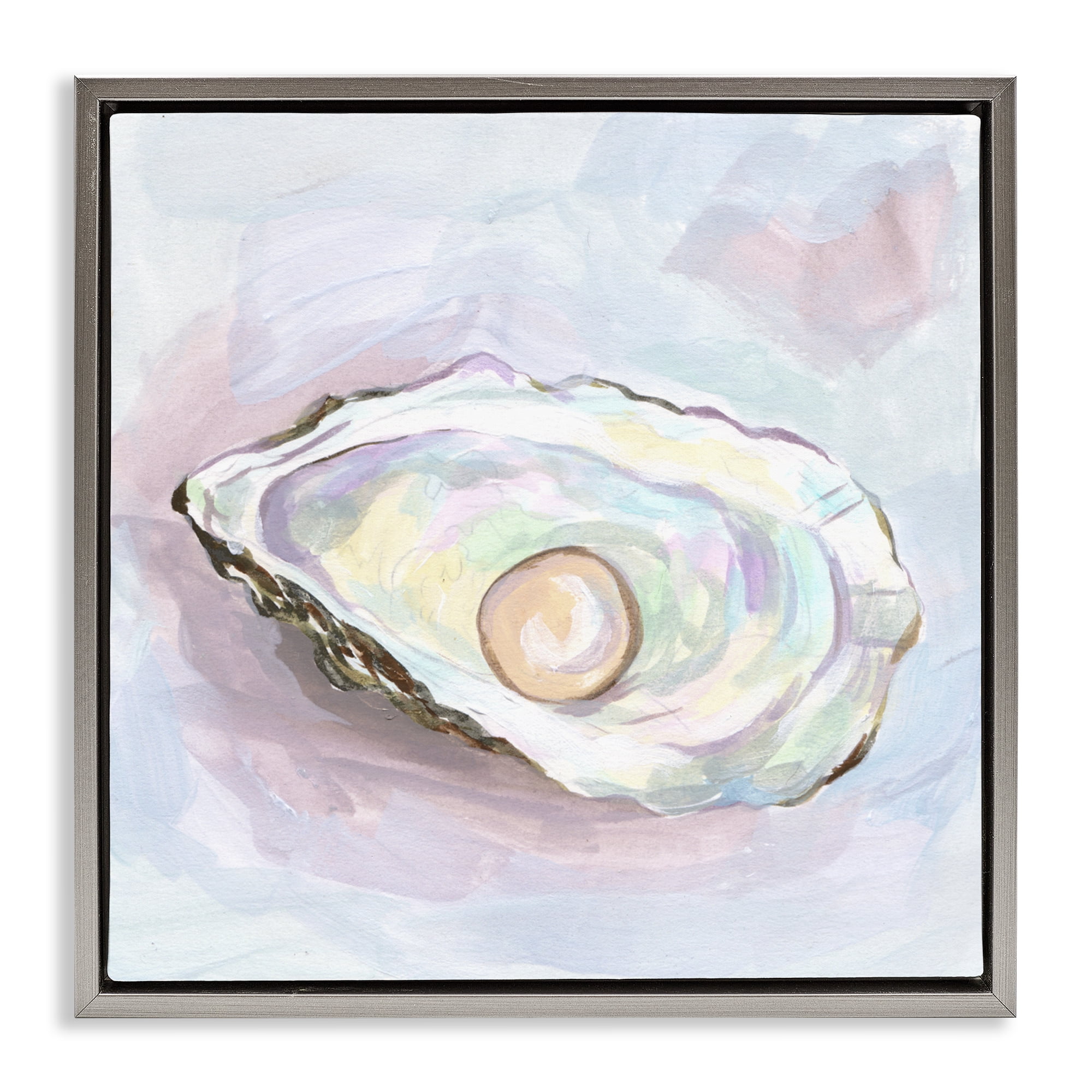 Stupell Industries Silent Opal Oyster Gray Framed Floater Canvas Wall Art, design by Melissa Wang