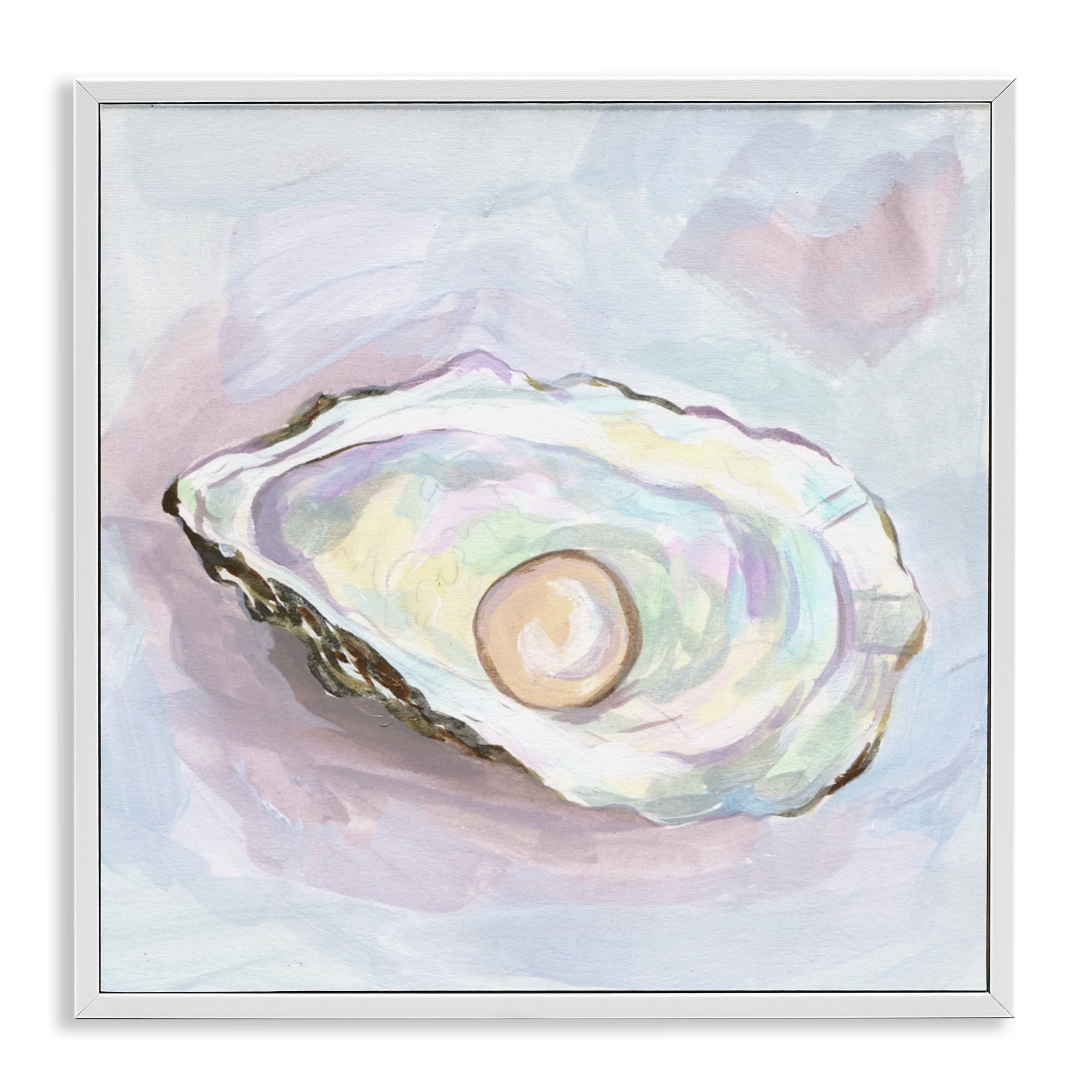Stupell Industries Silent Opal Oyster White Framed Giclee Art, design by Melissa Wang