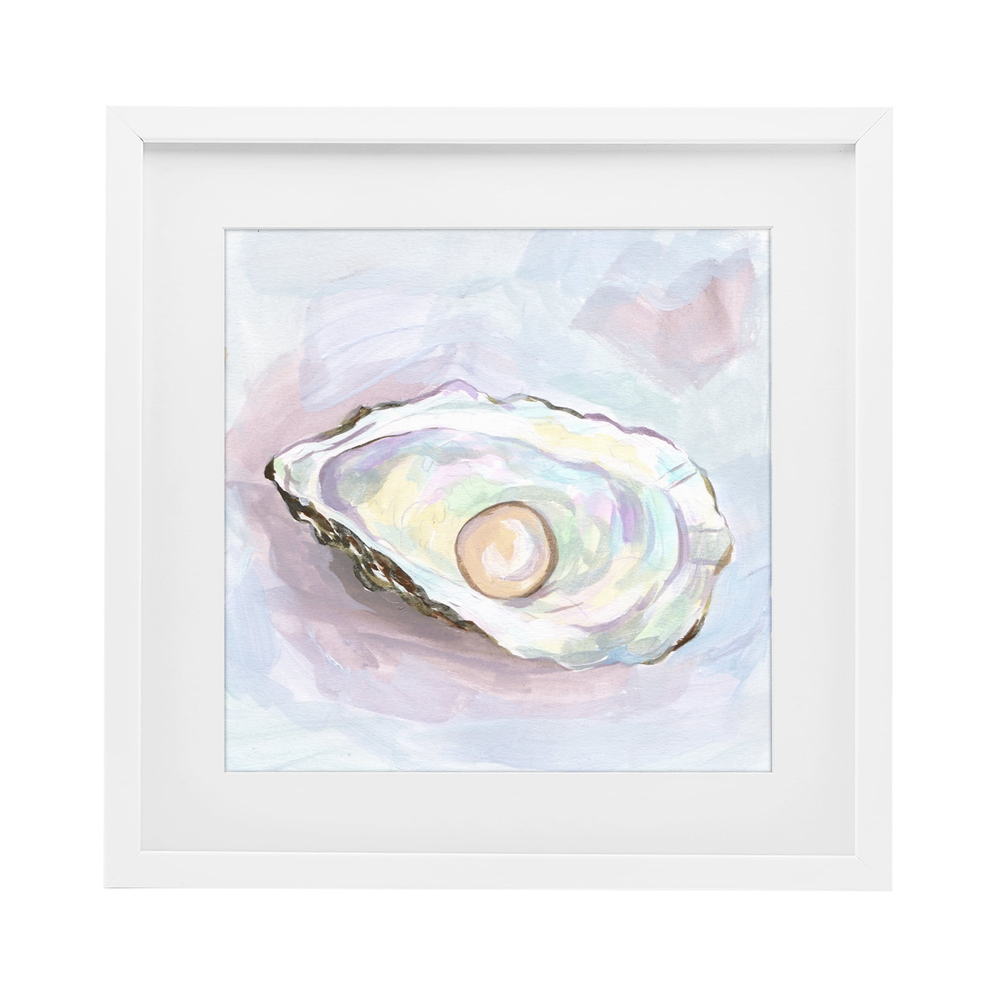 Stupell Industries Silent Opal Oyster White Framed Print Under Glass, design by Melissa Wang