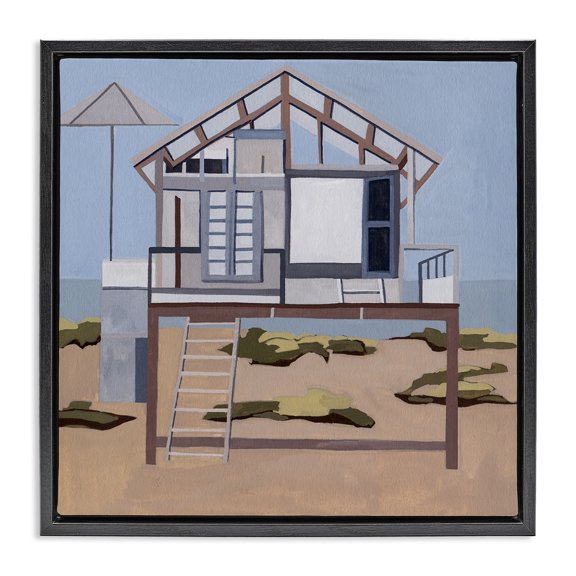Stupell Industries Silent Shores Cabin Black Framed Floater Canvas Wall Art design by Melissa Wang, 18 x 18