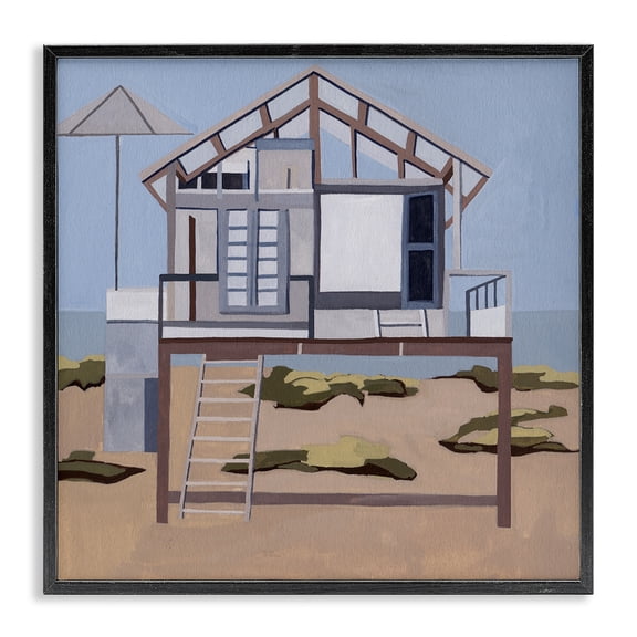 Stupell Industries Silent Shores Cabin Black Framed Giclee Art design by Melissa Wang, 17 x 17