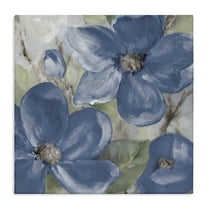 Stupell Industries Silently Blue Bloom Botanical & Floral Painting Gallery Wrapped Canvas Art Print Wall Art, 17 x 17
