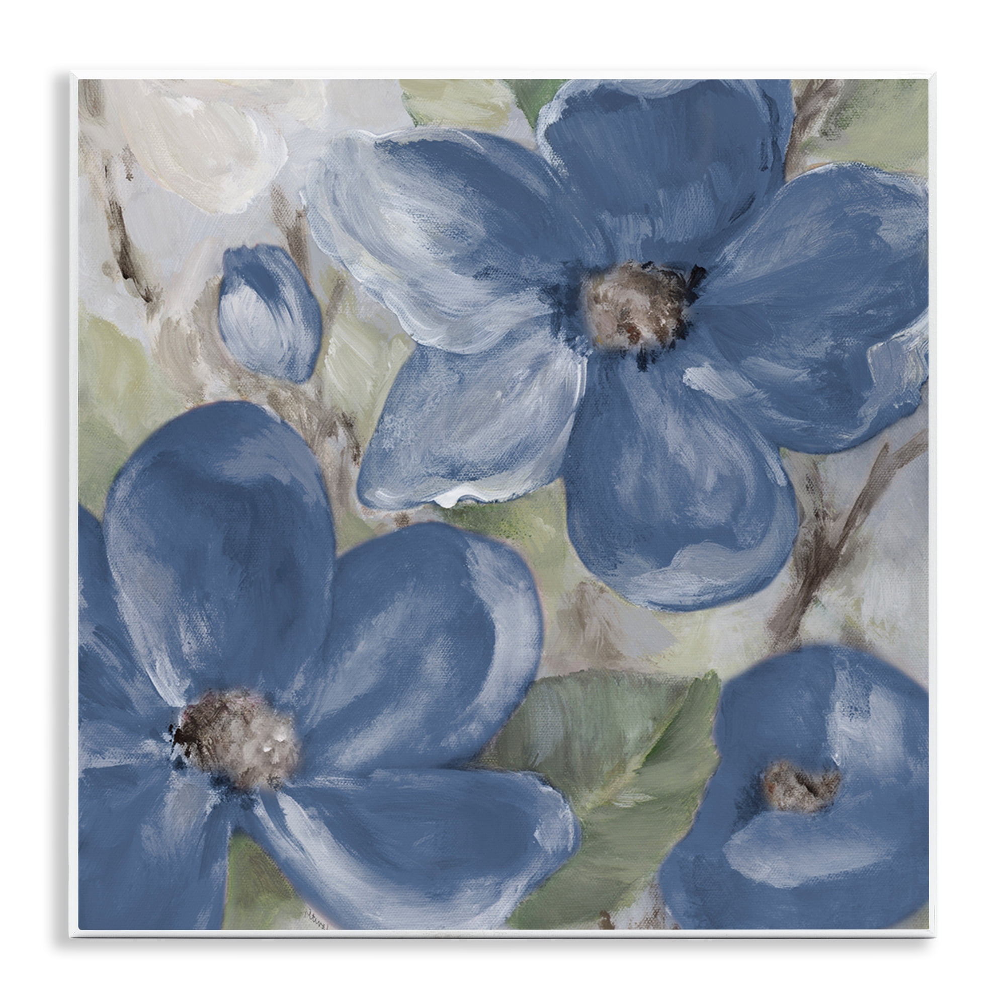 Stupell Industries Silently Blue Bloom Botanical & Floral Painting Unframed Art Print Wall Art, 12 x 12