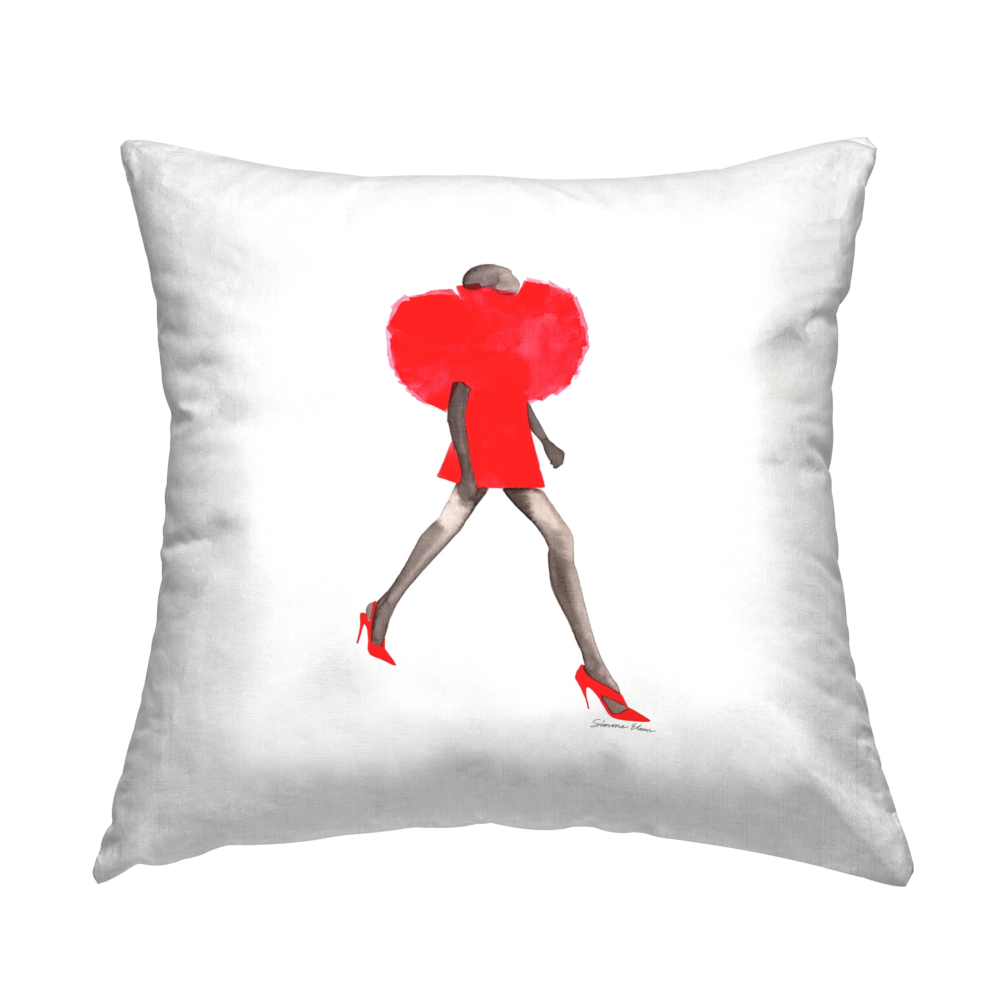 Stupell Industries Silhouette in Red Dress Square Decorative Printed Throw Pillow, 18 x 18