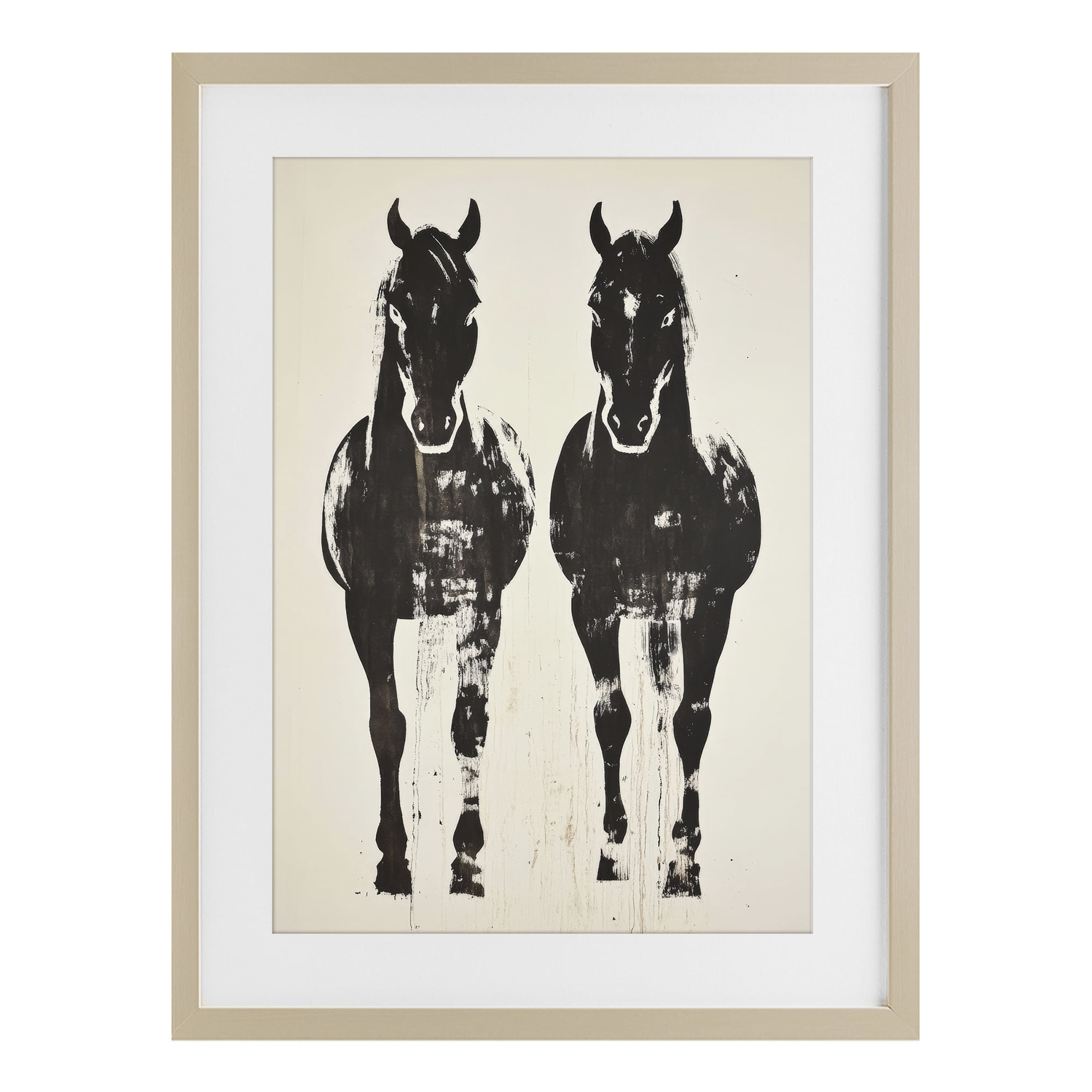 Stupell Industries Silhouetted Horse Couple Birch Framed Print Under Glass, design by Petal Prints Design