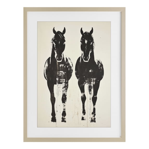 Stupell Industries Rustic Lodge Silhouetted Horse Couple Birch Framed Print Under Glass, 14 x 20, by Petals Prints Design