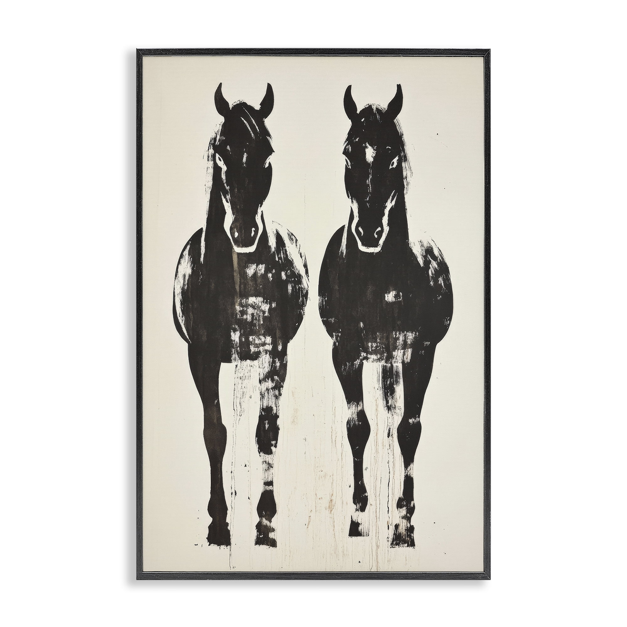 Stupell Industries Silhouetted Horse Couple Black Framed Giclee Art, design by Petal Prints Design