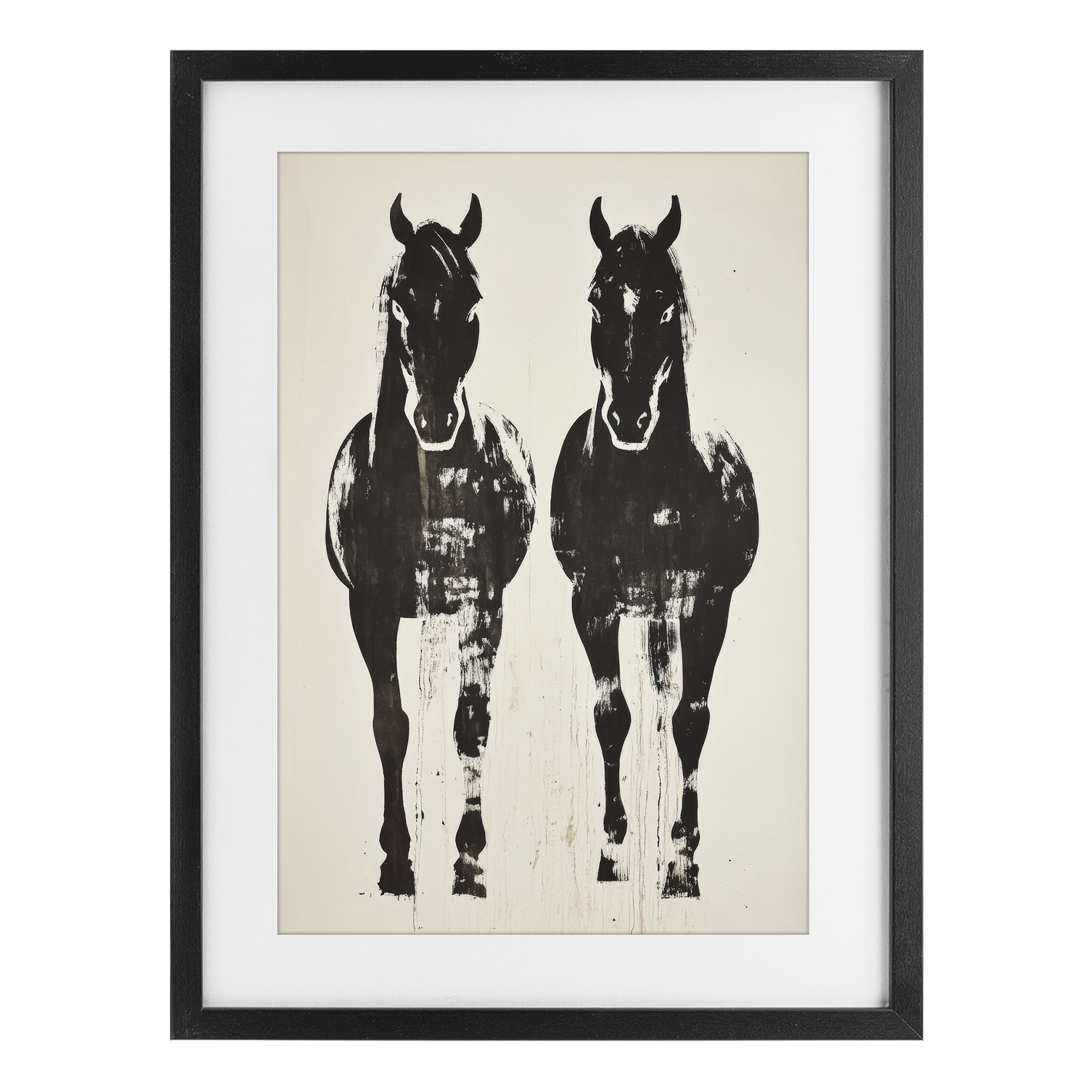 Stupell Industries Silhouetted Horse Couple Black Framed Print Under Glass, design by Petal Prints Design