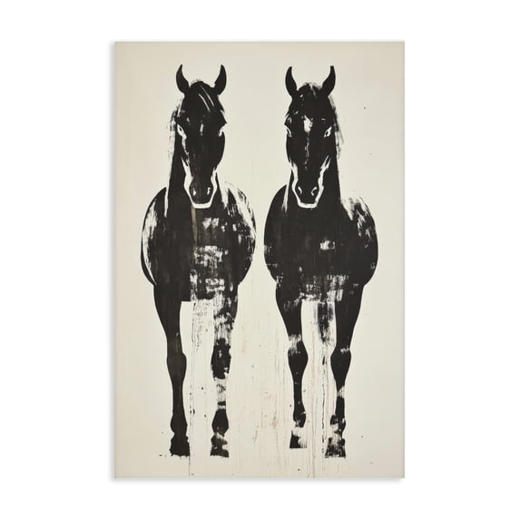 Stupell Industries Rustic Lodge Silhouetted Horse Couple Canvas Art, 20 x 30, by Petals Prints Design