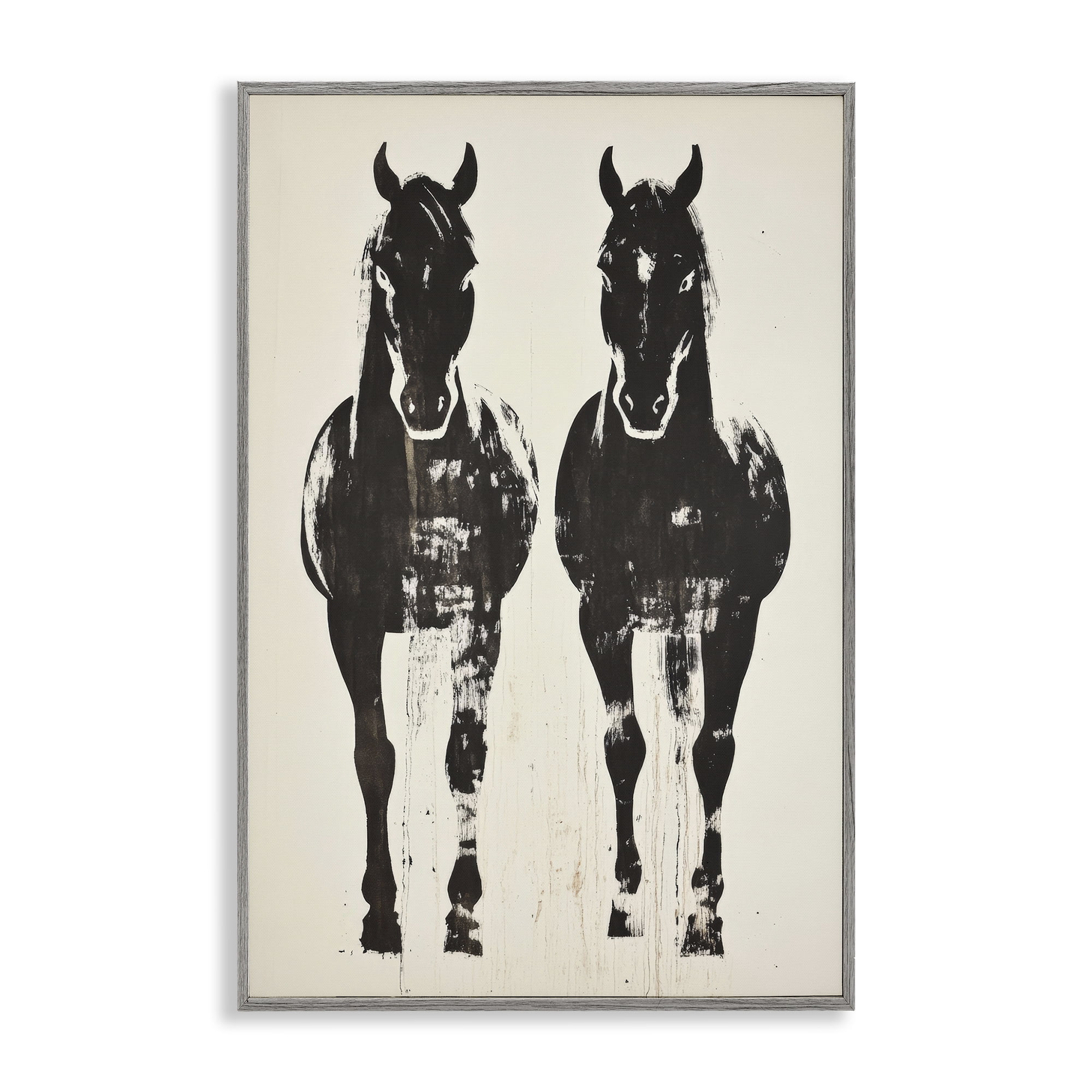 Stupell Industries Silhouetted Horse Couple Gray Framed Giclee Art, design by Petal Prints Design