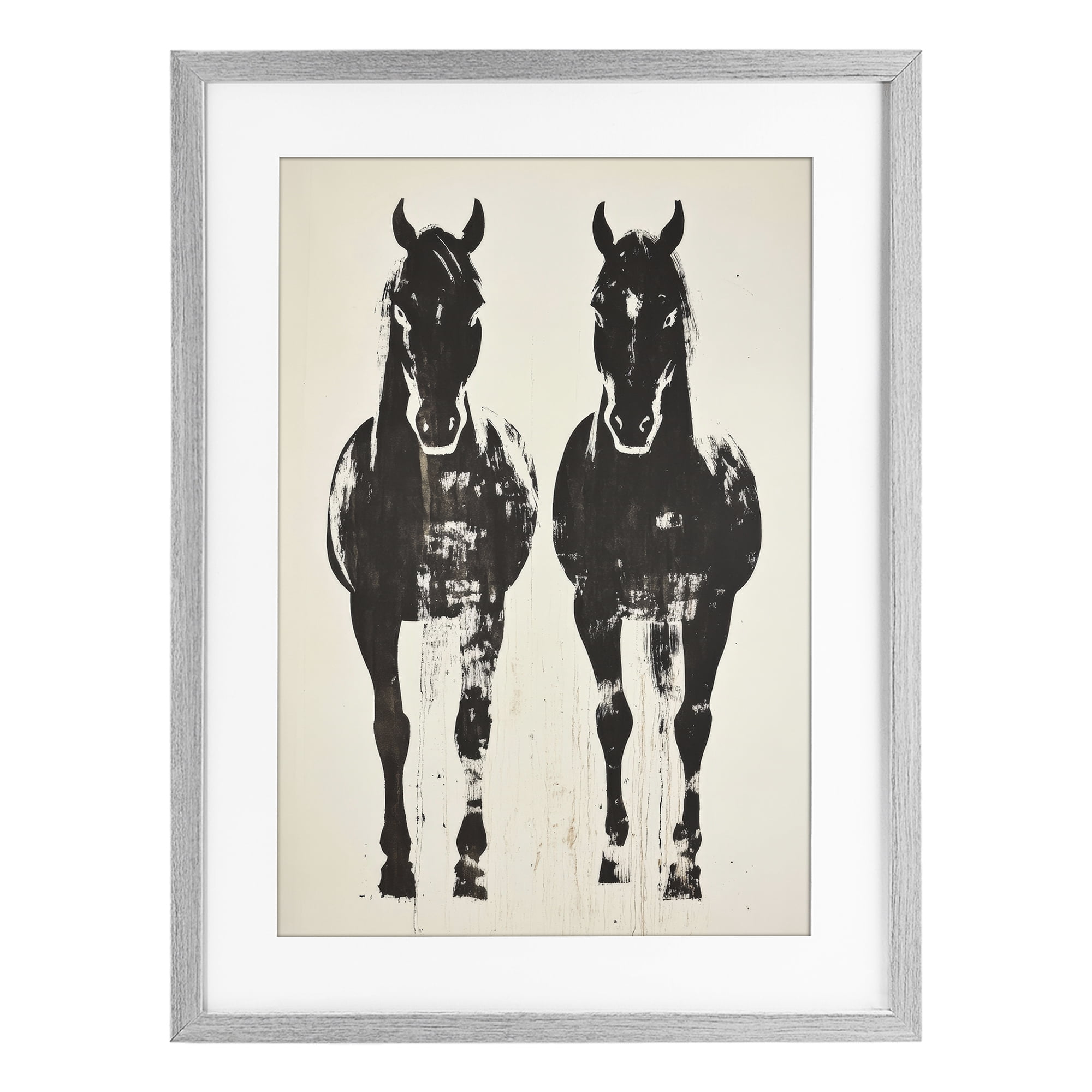 Stupell Industries Silhouetted Horse Couple Gray Framed Print Under Glass, design by Petal Prints Design
