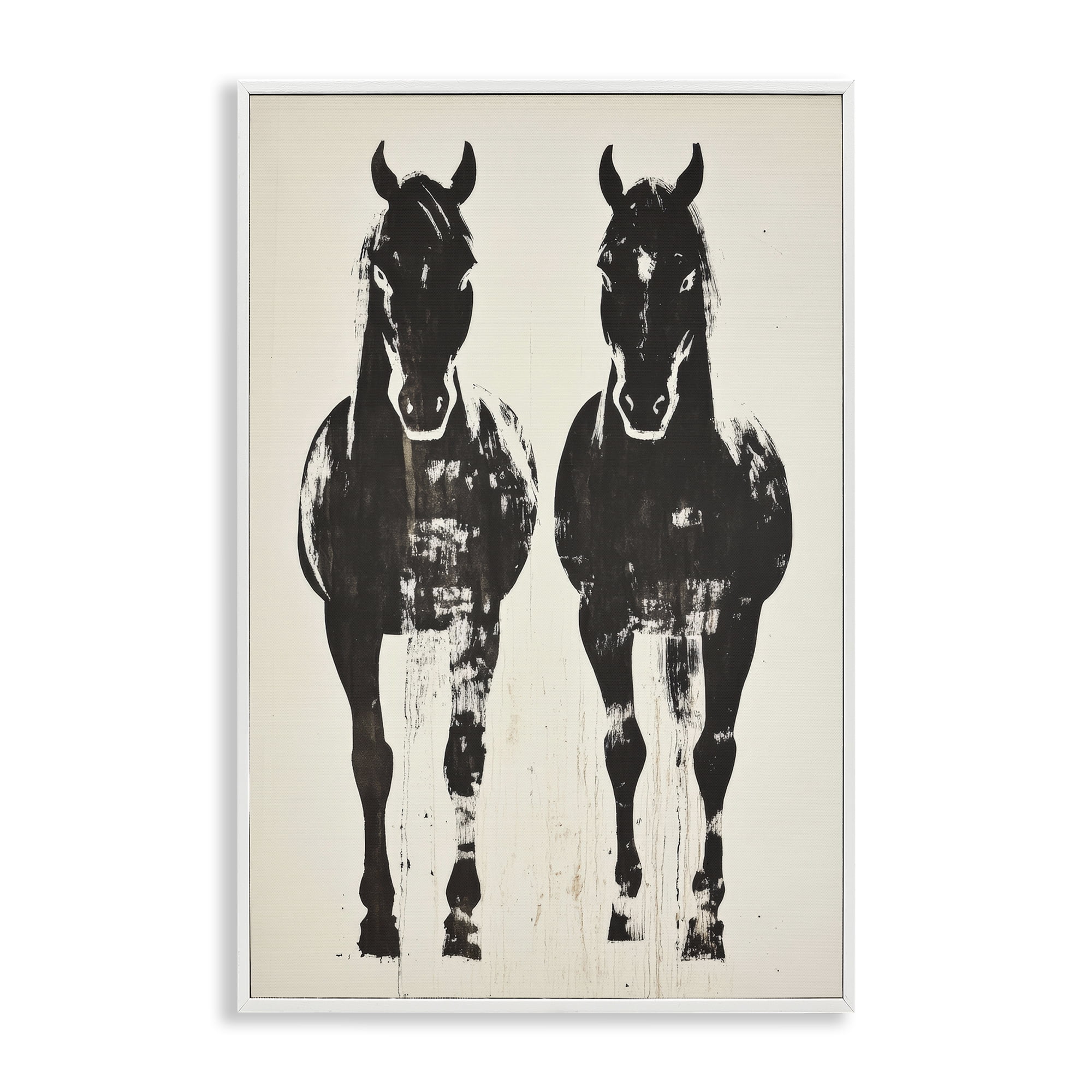 Stupell Industries Silhouetted Horse Couple White Framed Giclee Art, design by Petal Prints Design