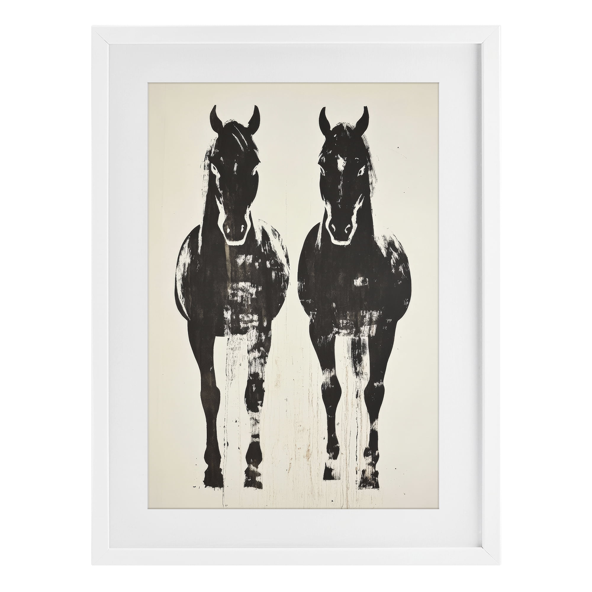 Stupell Industries Silhouetted Horse Couple White Framed Print Under Glass, design by Petal Prints Design