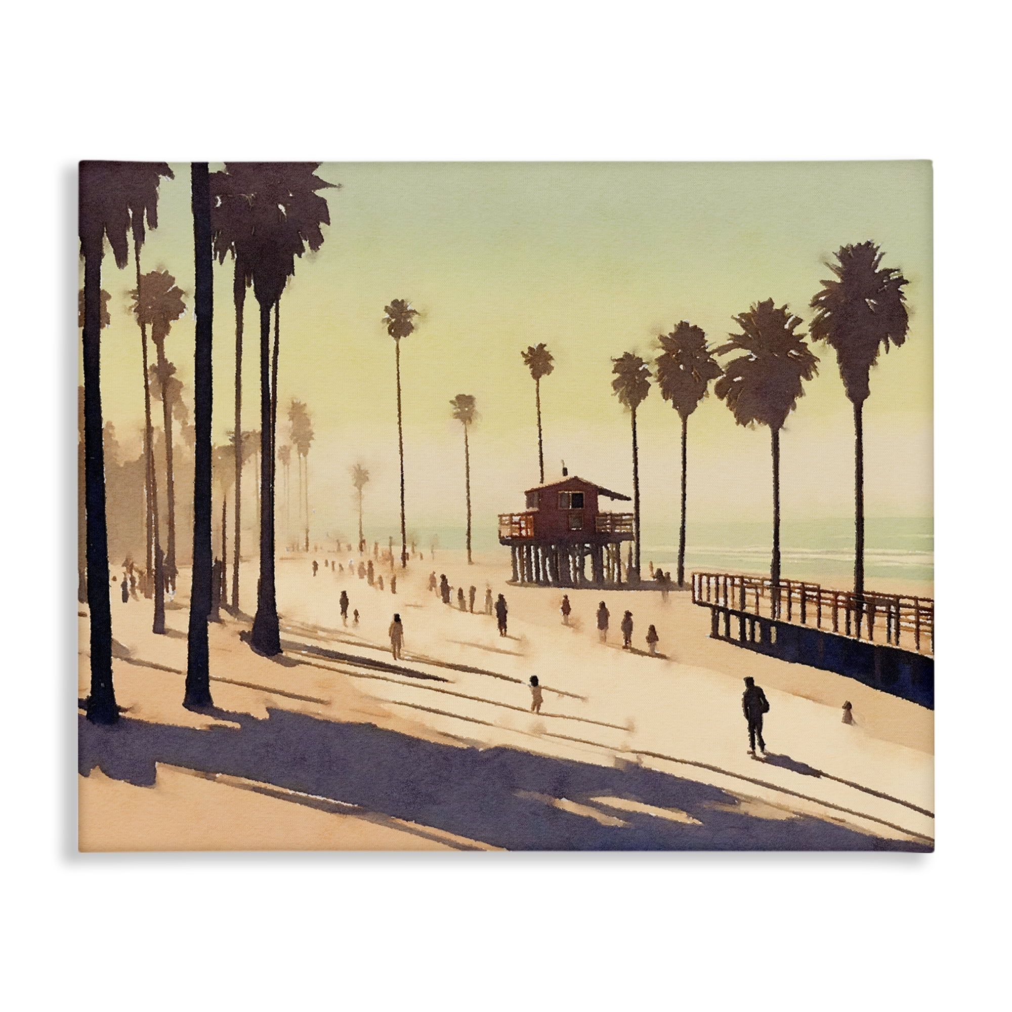 Stupell Industries Silhouettes on Beach Landscape & Nature Painting Wrapped Canvas Art Print Wall Art, 40 x 30