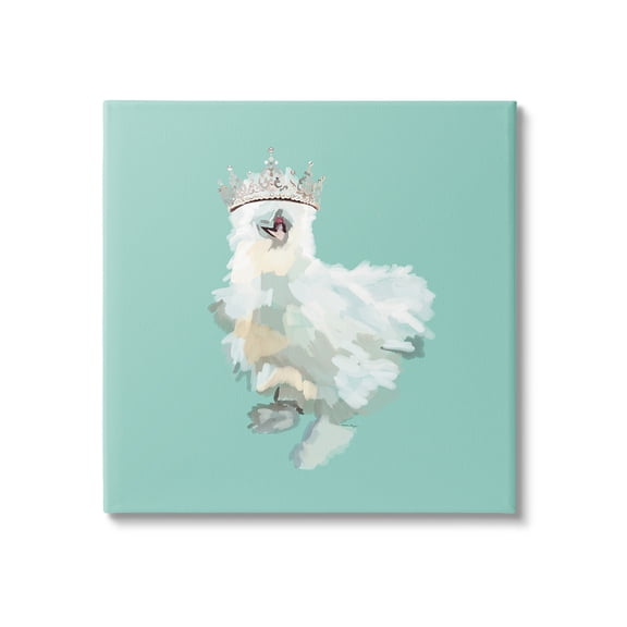 Stupell Industries Silkie Chicken in Crown Animals & Insects Painting Gallery Wrapped Canvas Art Print Wall Art, 17 x 17