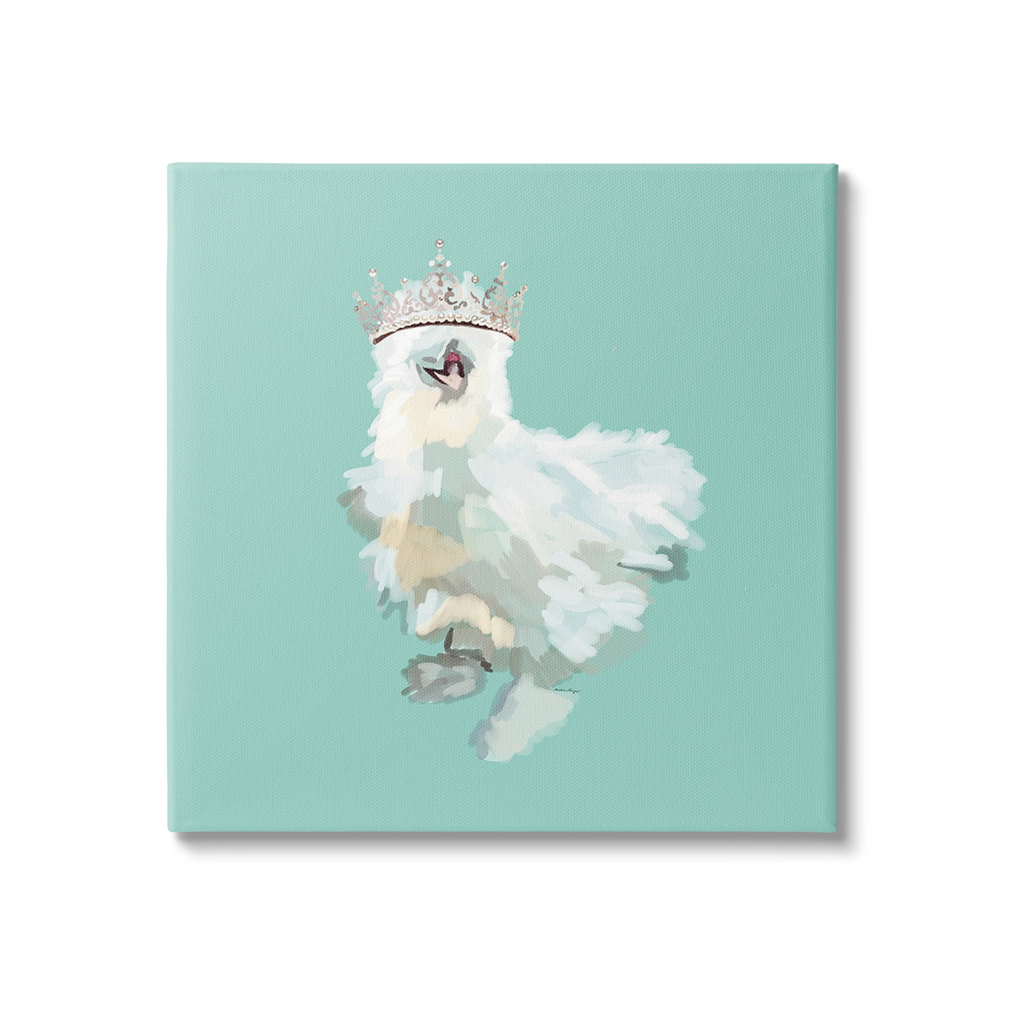 Stupell Industries Silkie Chicken in Crown Animals & Insects Painting Gallery Wrapped Canvas Art Print Wall Art, 30 x 30