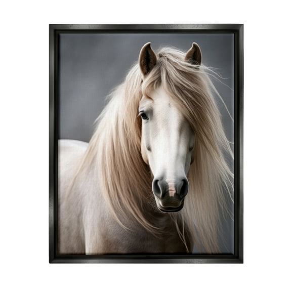 Stupell Industries Silky Haired Horse Animals & Insects Photography Black Floater Framed Canvas Art Print Wall Art, 25 x 31