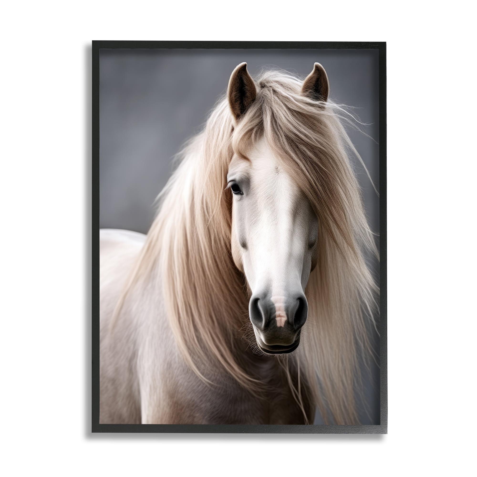 Stupell Industries Silky Haired Horse Animals & Insects Photography Black Framed Art Print Wall Art, 24 x 30