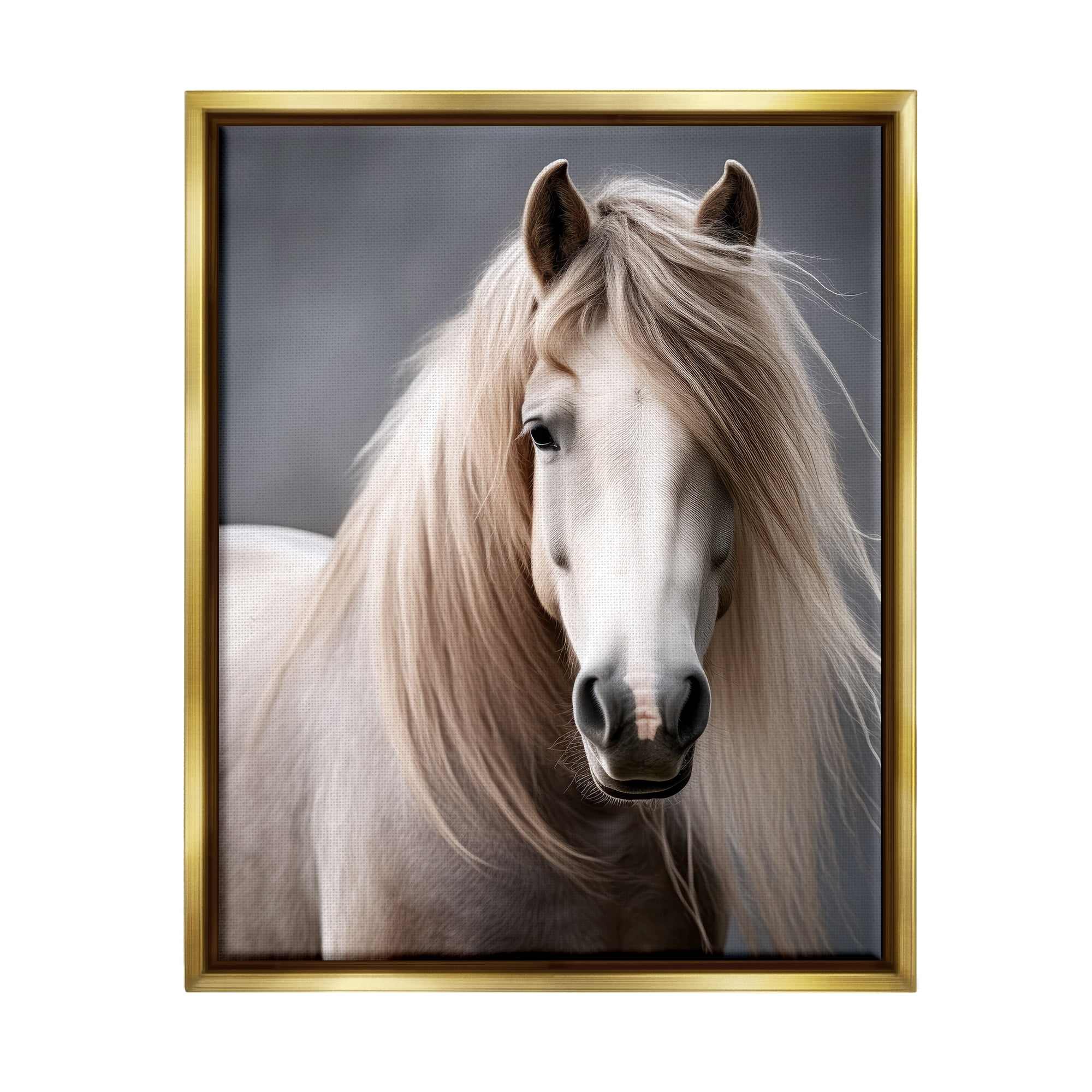 Stupell Industries Silky Haired Horse Animals & Insects Photography Gold Floater Framed Canvas Art Print Wall Art, 25 x 31