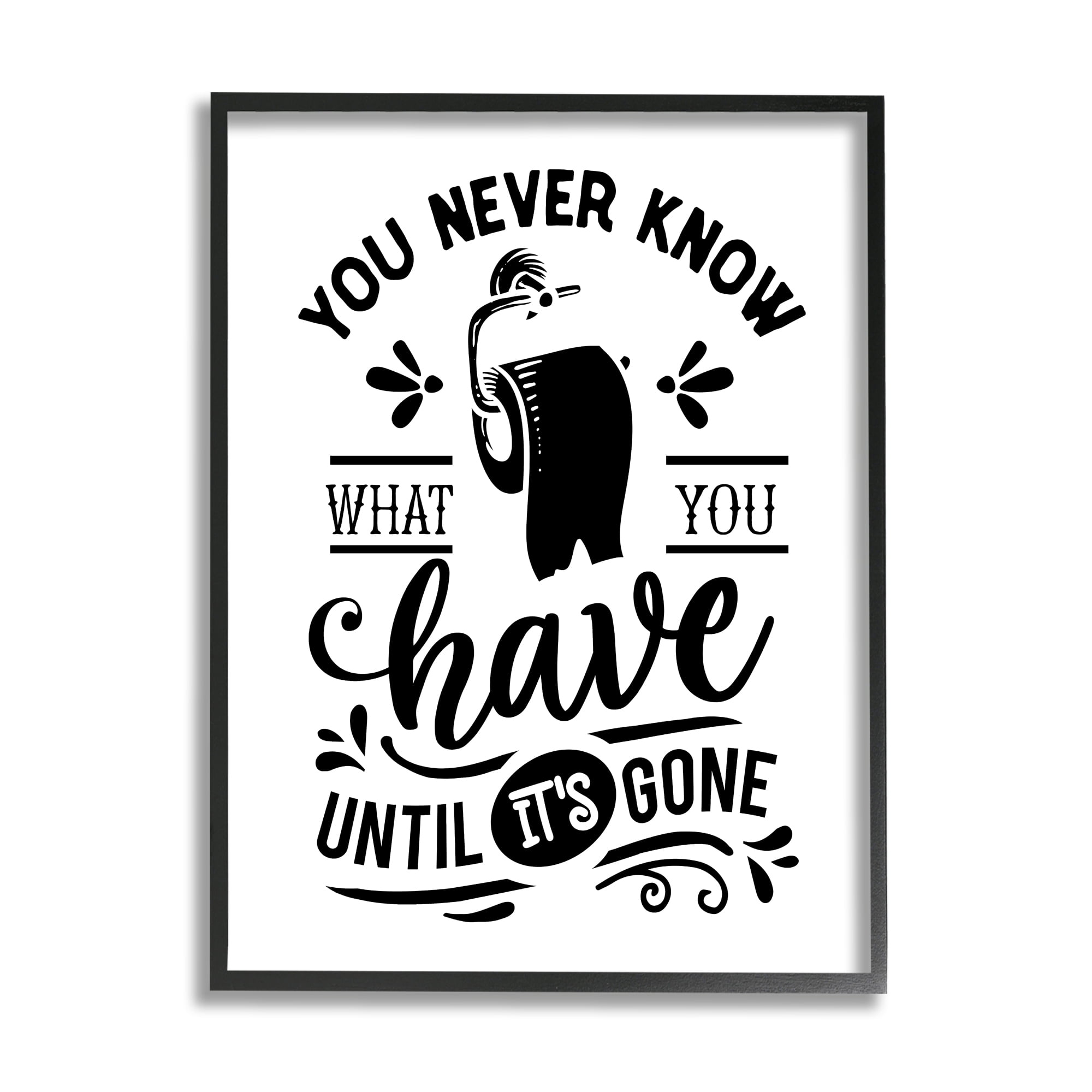 Stupell Industries Silly Bathroom Humor Fancy Typography Toilet Paper Graphic Art Black Framed Art Print Wall Art, Design by Lettered and Lined