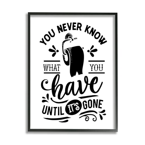 Stupell Industries Silly Bathroom Humor Fancy Typography Toilet Paper Graphic Art Black Framed Art Print Wall Art, Design by Lettered and Lined