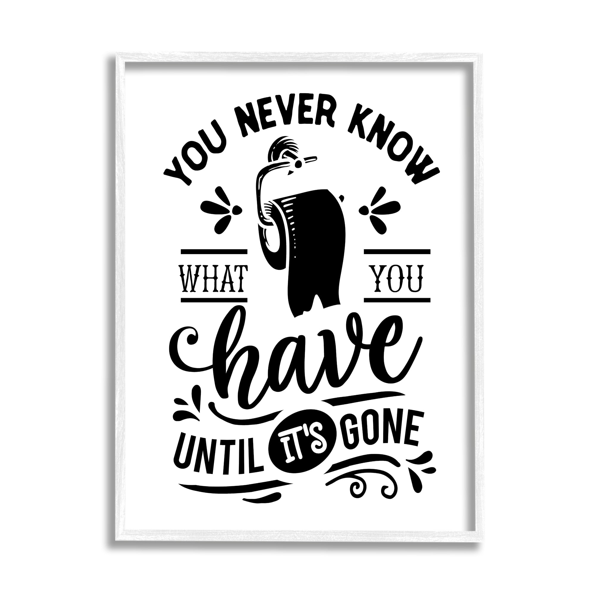 Stupell Industries Silly Bathroom Humor Fancy Typography Toilet Paper Graphic Art White Framed Art Print Wall Art, Design by Lettered and Lined