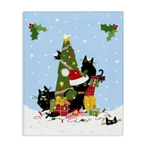 Stupell Industries Silly Cats in Christmas Tree Holiday Painting Gallery Wrapped Canvas Art Prints Wall Art, 16 x 20