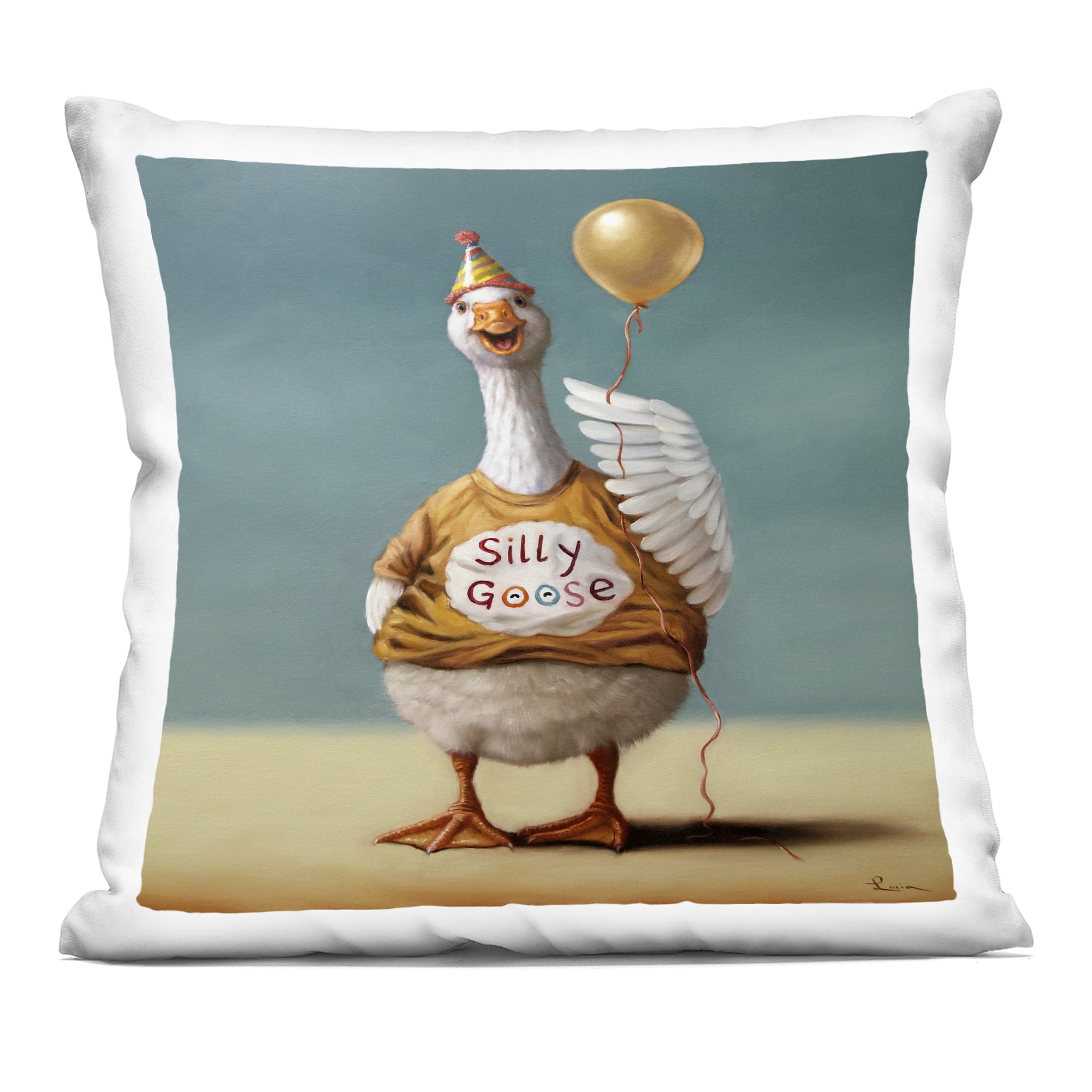 Stupell Industries Silly Goose with Balloon Decorative Printed Throw Pillow, design by Lucia Heffernan, 18 x 7 x 18