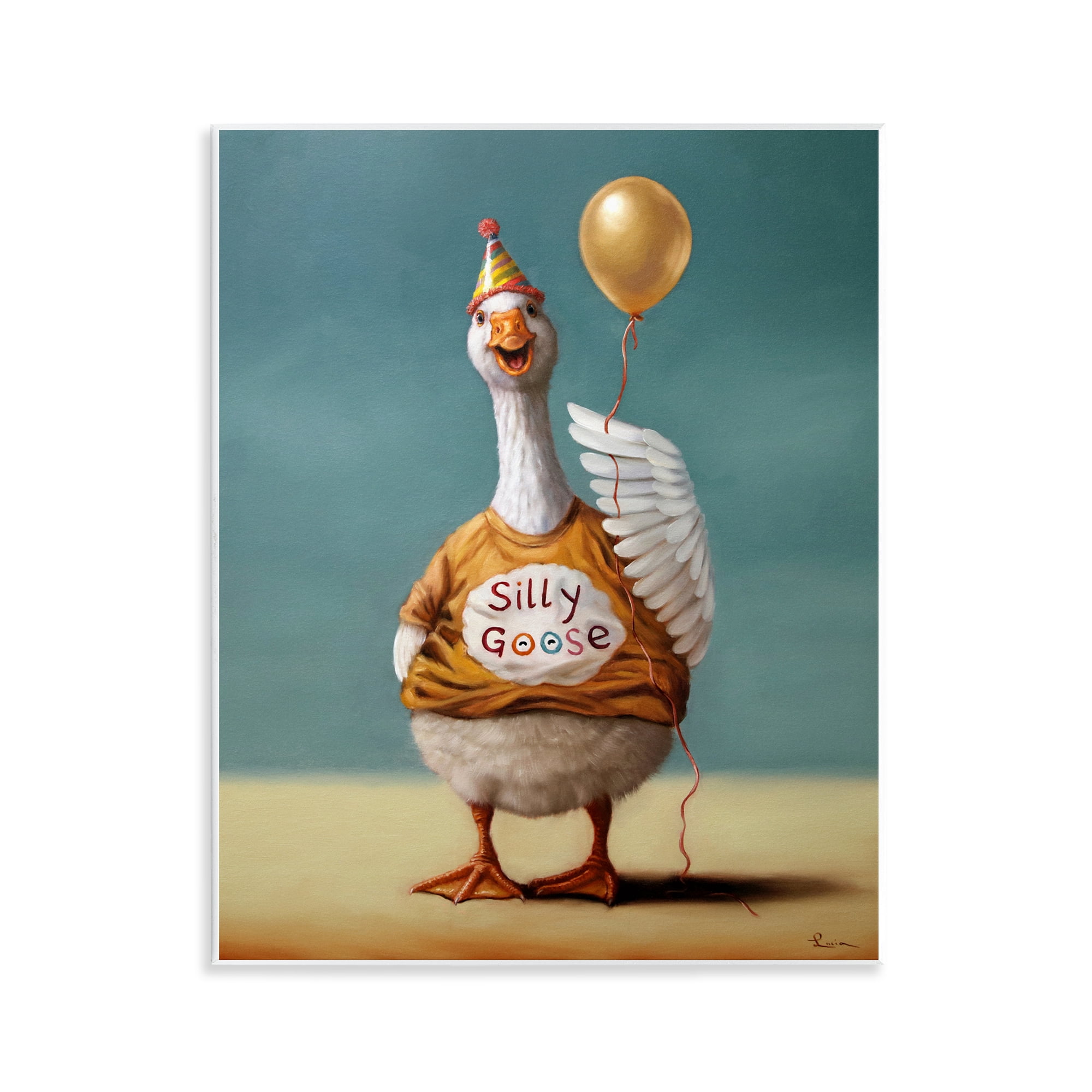 Stupell Industries Silly Goose with Balloon Wall Plaque Art, design by Lucia Heffernan