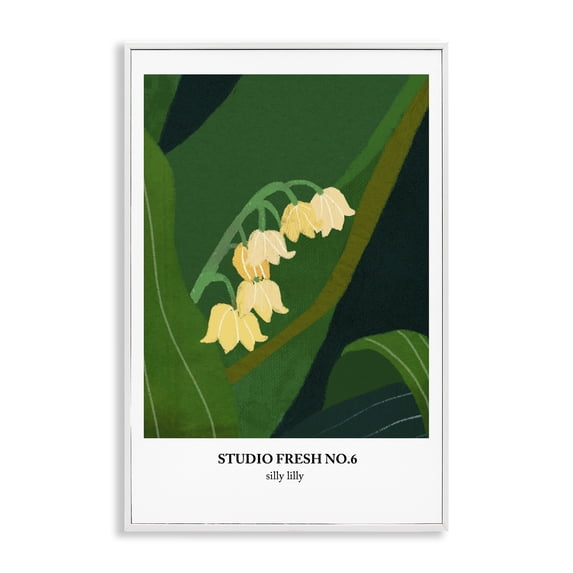 Stupell Industries Silly Lily Studio Poster Plants & Flowers Painting White Framed Art Print Wall Art, 16 x 24