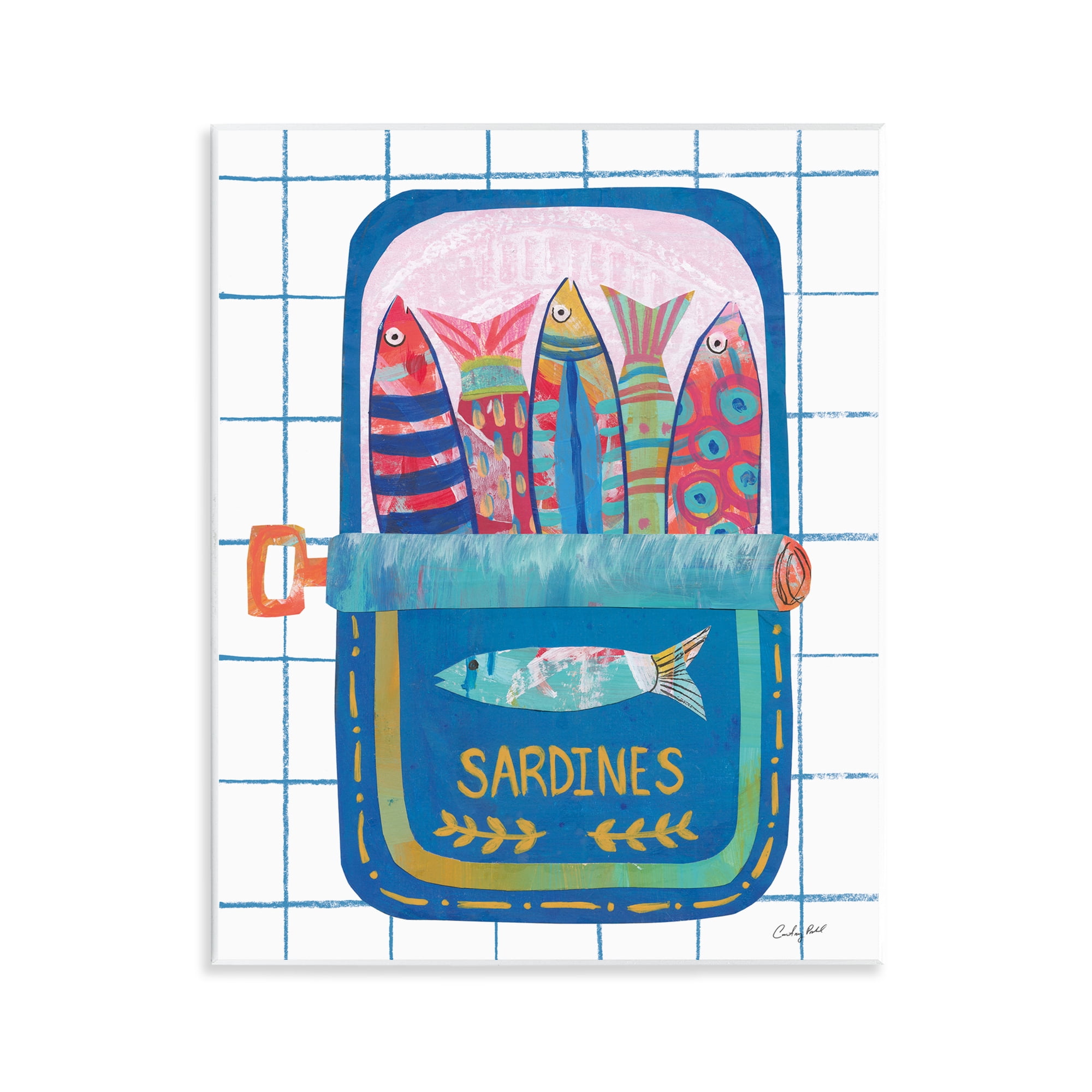 Stupell Industries Silly Sardines Blue Tin Wall Plaque Art, design by Courtney Prahl