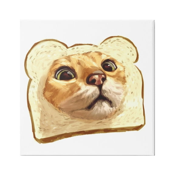 Stupell Industries Silly Tabby Cat Face Head Inside Toast Bread Painting Gallery Wrapped Canvas Print Wall Art, Design by Ziwei Li