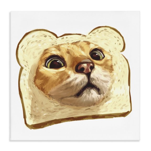 Stupell Industries Cottage Silly Tabby Cat Face Head Inside Toast Bread Canvas Art, 30 x 30, by Ziwei Li