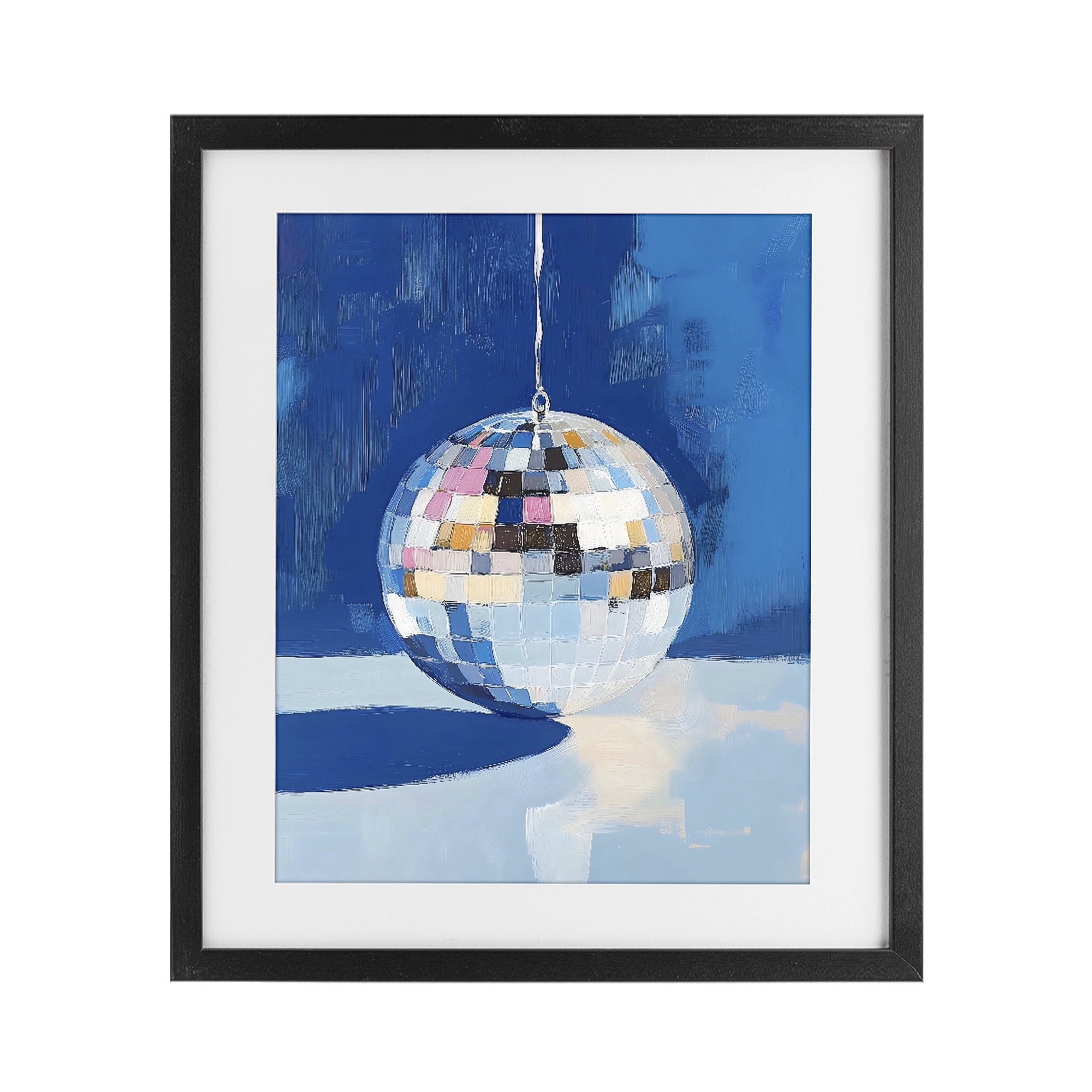 Stupell Industries Silver Dance Disco Ball Black Framed Print Under Glass, design by The Prints Vibe