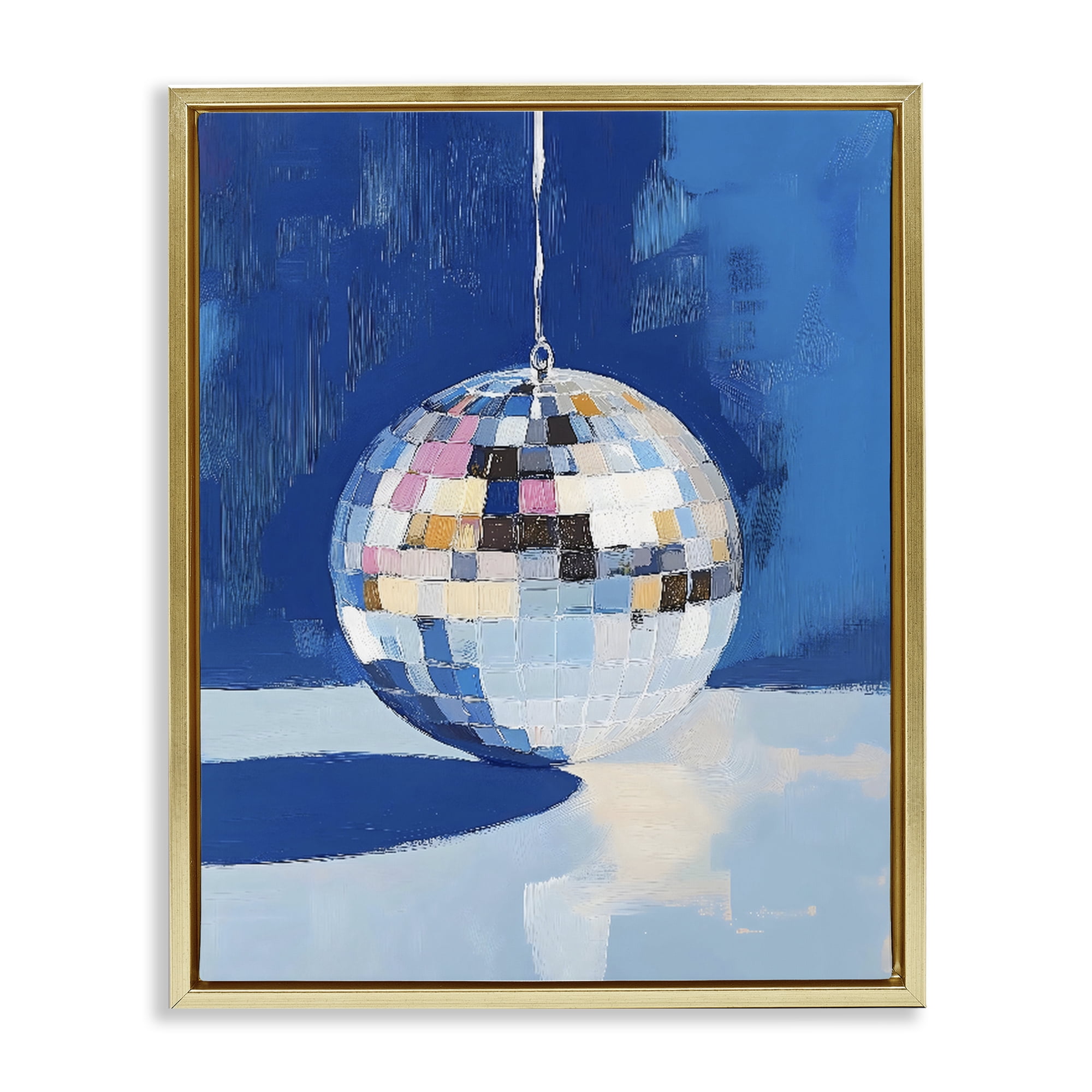 Stupell Industries Silver Dance Disco Ball Gold Framed Floater Canvas Wall Art, design by The Prints Vibe