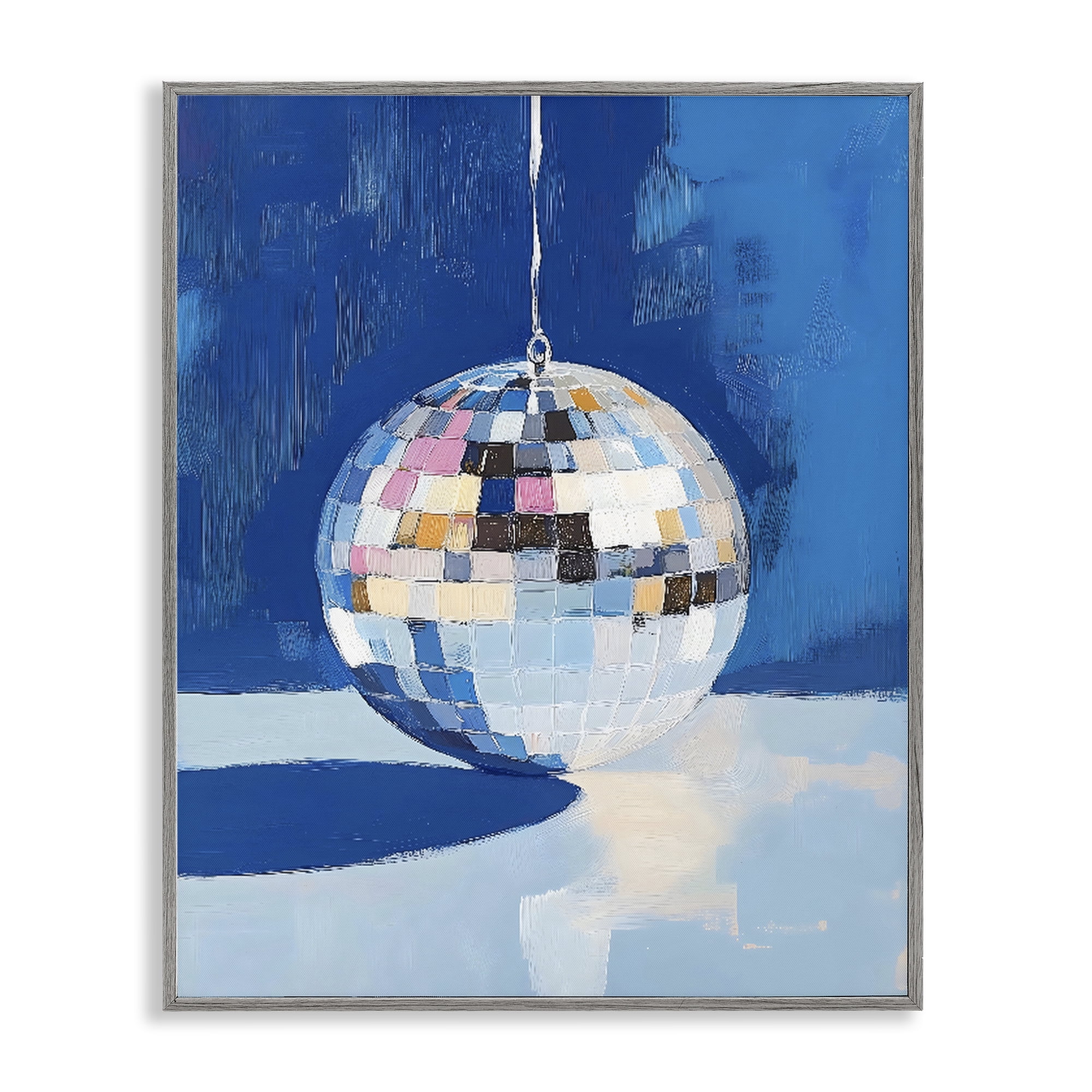Stupell Industries Silver Dance Disco Ball Gray Framed Giclee Art, design by The Prints Vibe